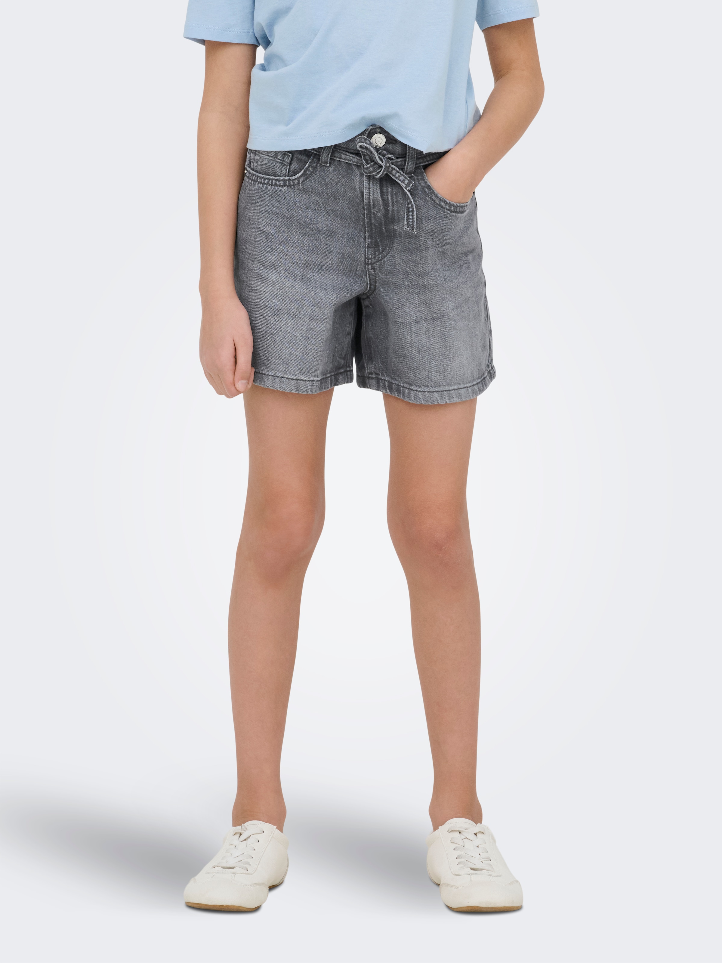 KIDS ONLY Jeansshorts »KOGGIANNA HW BELT SHORTS PIMBOX DNM NOOS« mit schmalem, dekorativen Bindeband in der Taille