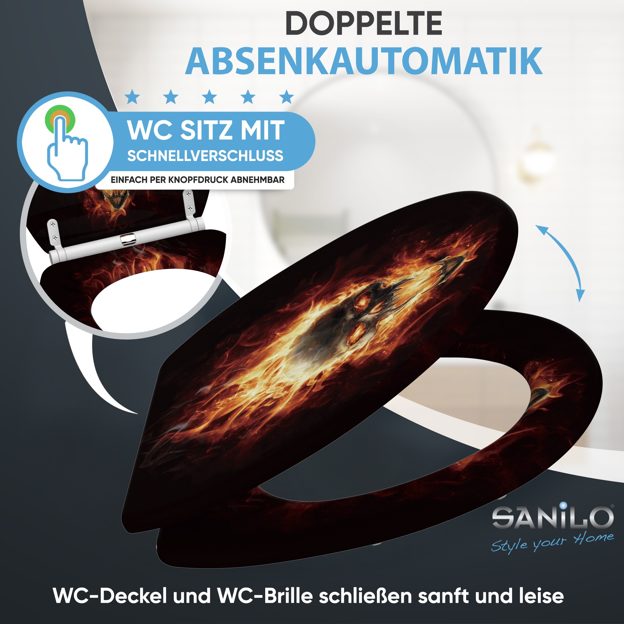 Sanilo WC-Sitz »mit Absenkautomatik, viele schöne Toilettensitze direkt vom Hersteller« Premium Toilettendeckel, moderner Klodeckel, leichte Montage