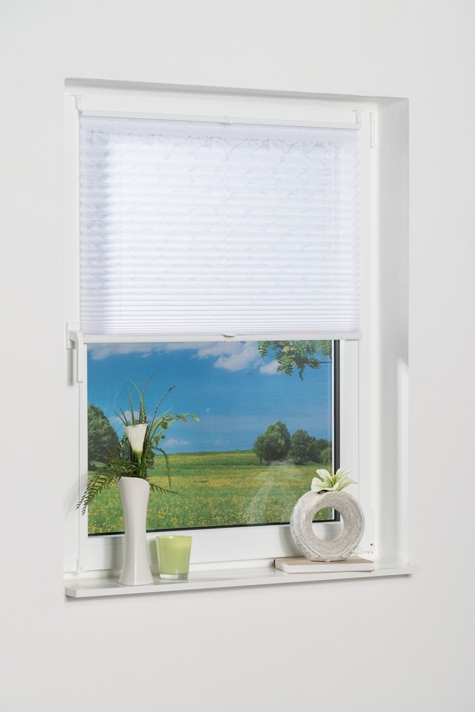 K-HOME Plissé »Capri« protection contre la lumière Aucun perçage requis Tissu burnout