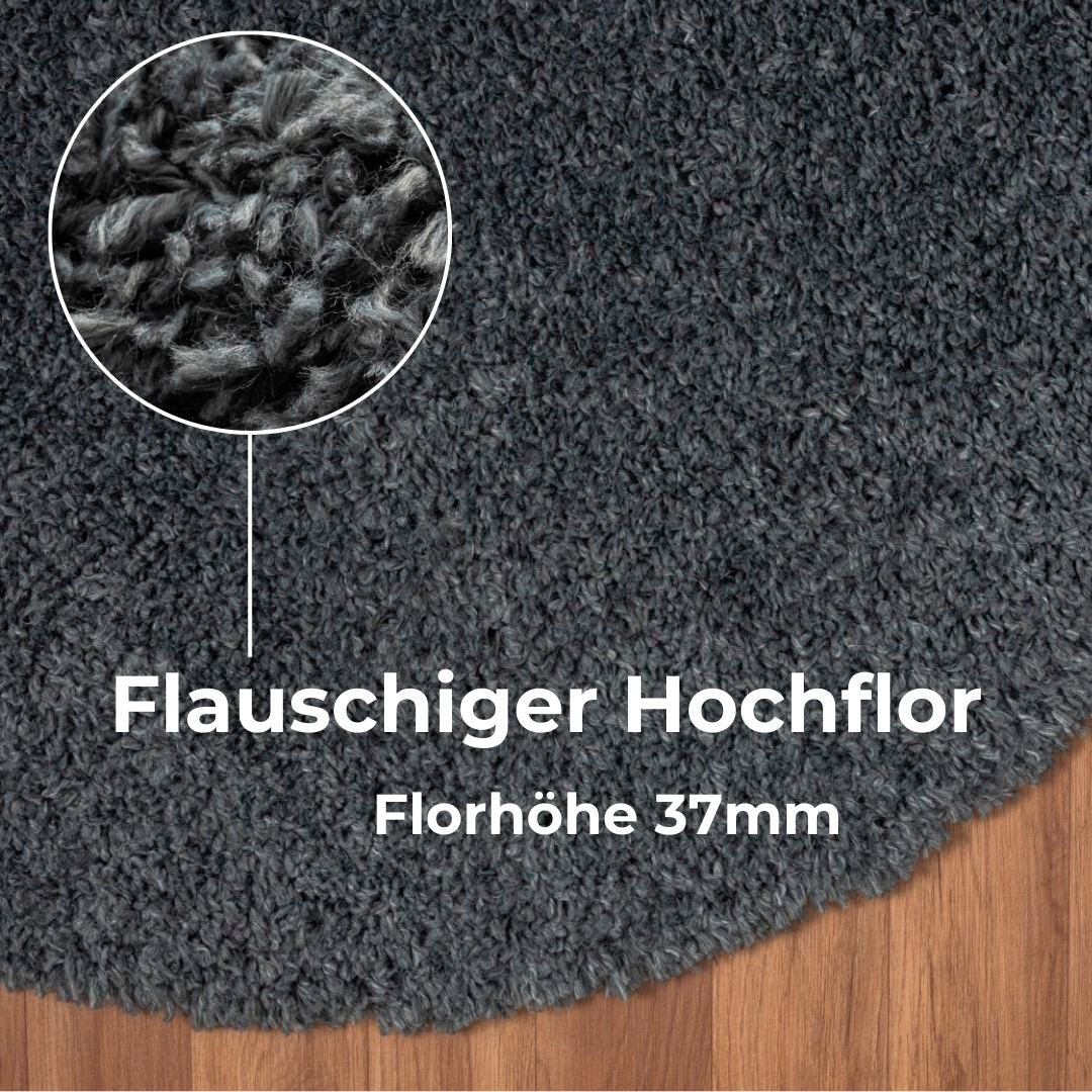 GOODproduct Hochflor-Teppich »Banji« rund 37 mm Höhe Uni Farben, weich und flauschig, auch als rechteckig erhältlich
