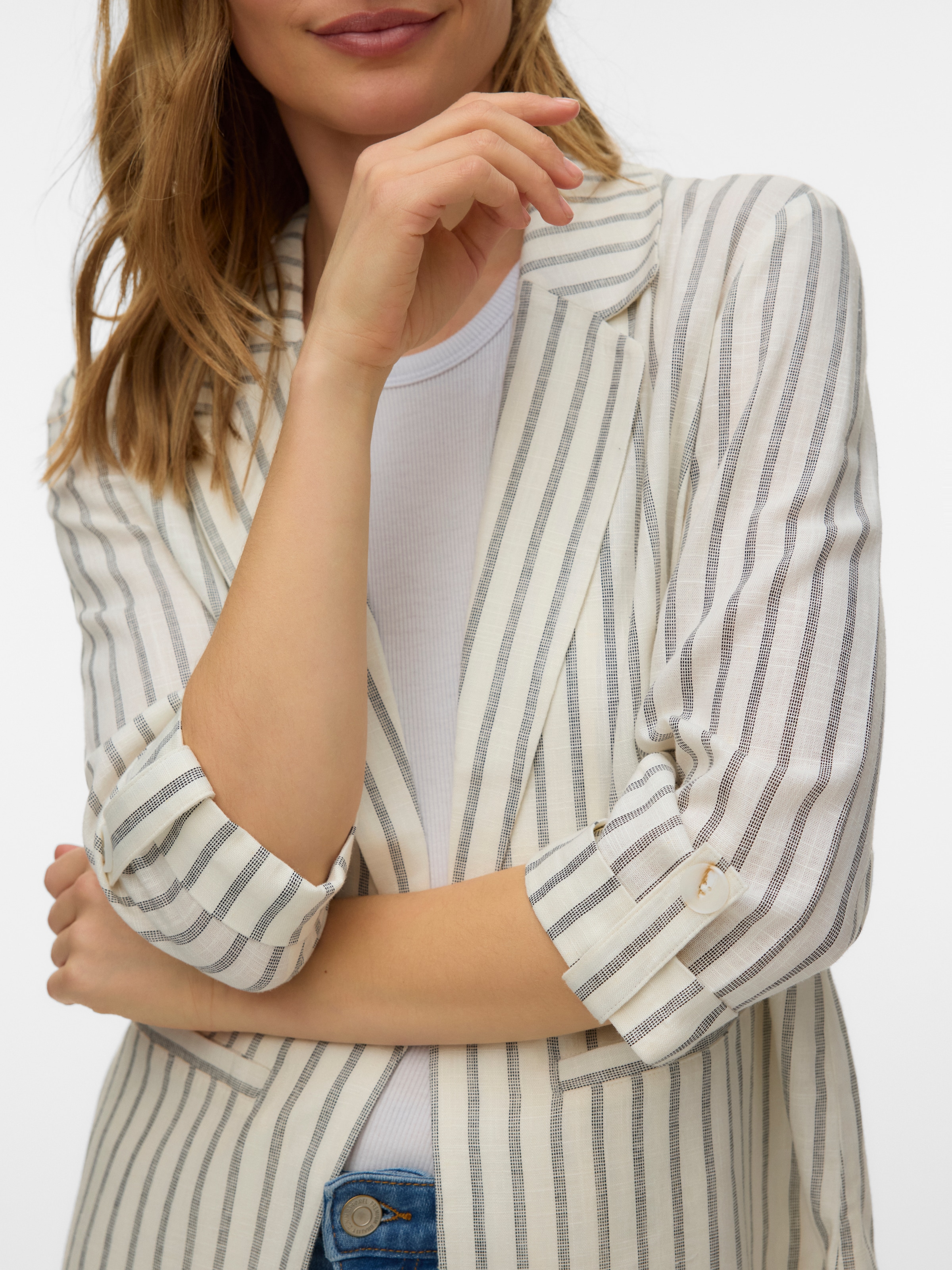 Vero Moda Blazer long »VMROSIE 3/4 LOOSE BLAZER NOOS« mélange viscose, coupe régulière, avec lin