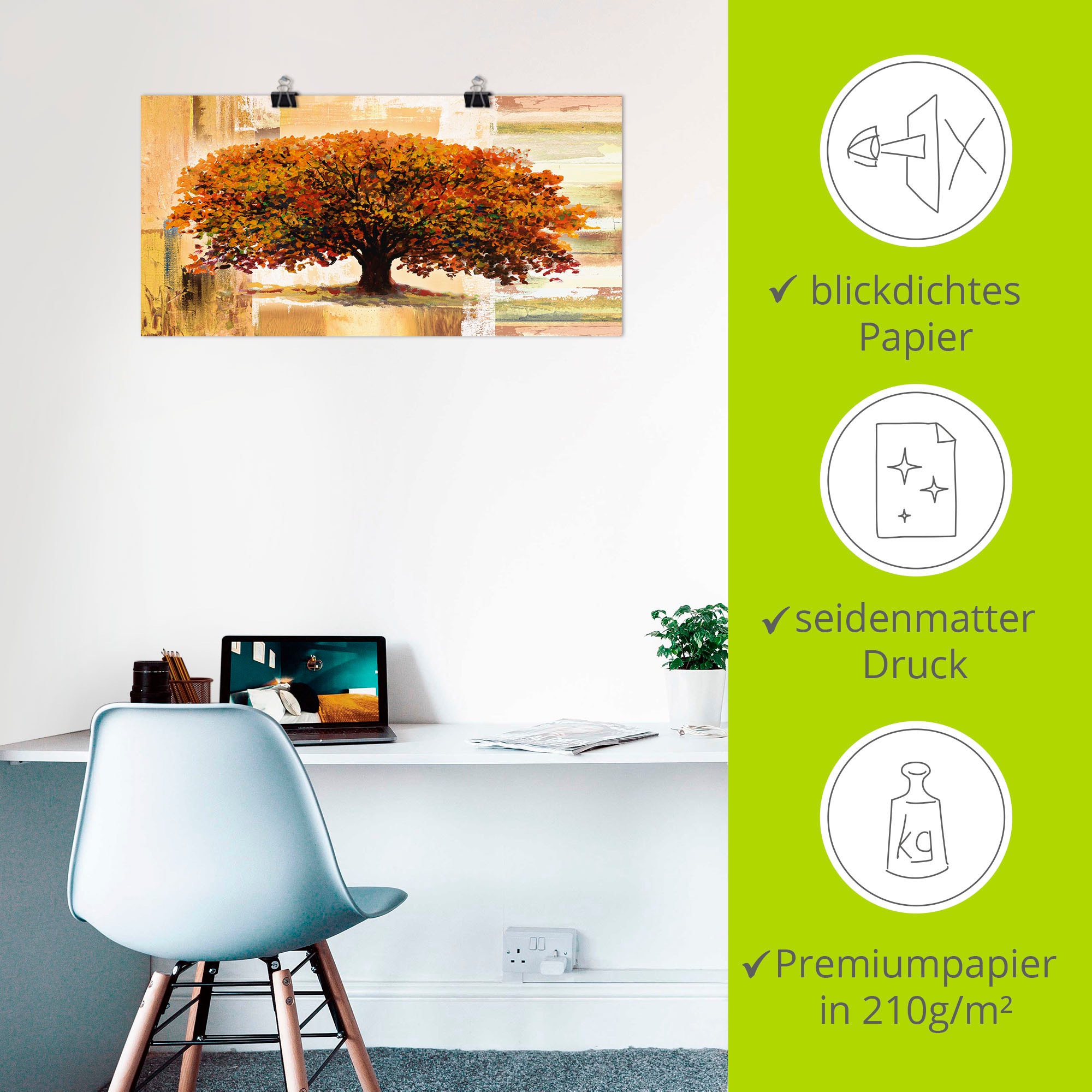 Artland Wandbild »Herbstbaum auf abstraktem Hintergrund« Bäume 1 Stk. tlg. als Leinwandbild, Poster in verschied. Grössen