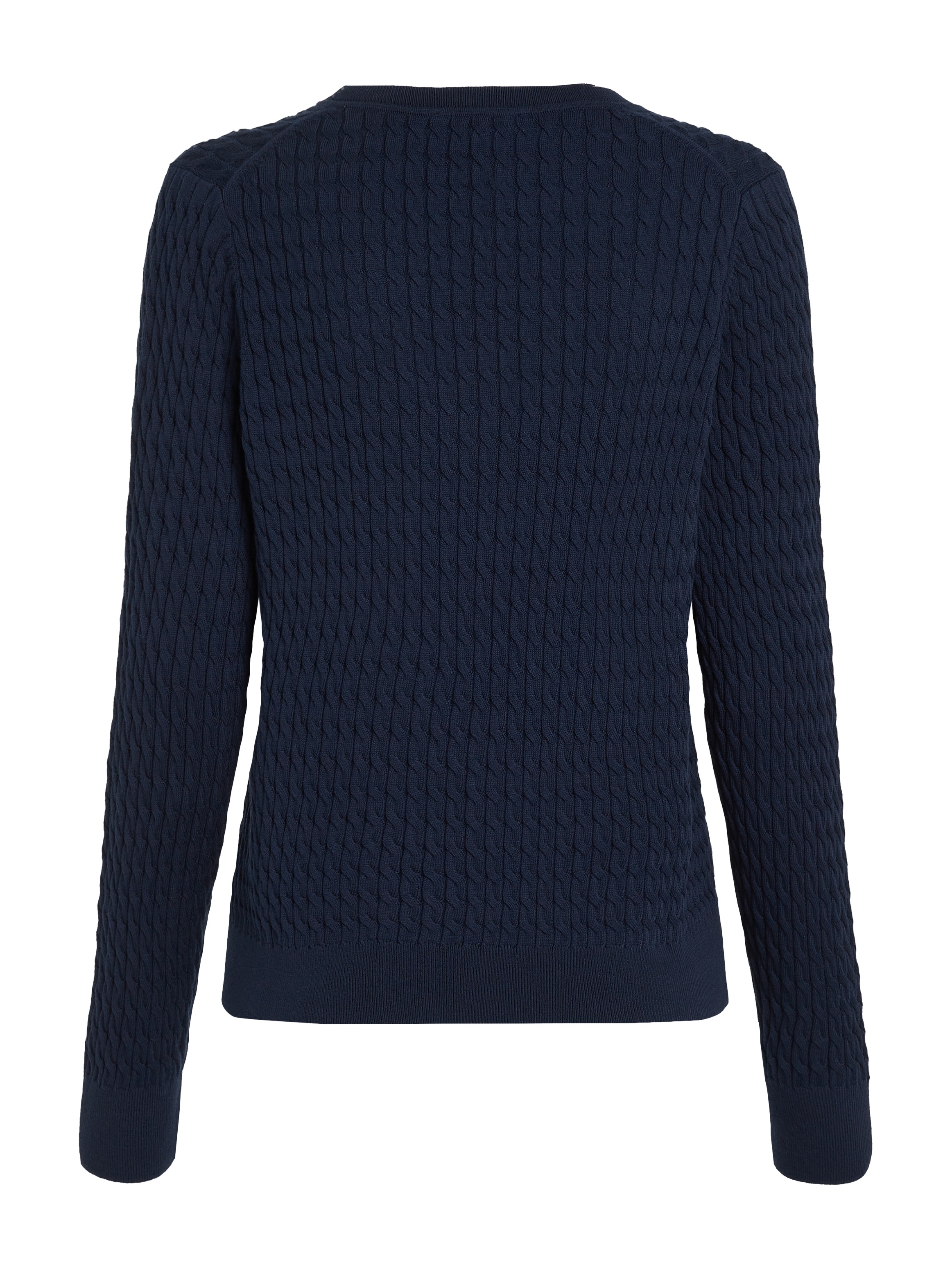 Tommy Hilfiger Pull en tricot »CO CABLE FINE GG V-NK LS SWT« coton, avec motif torsadé