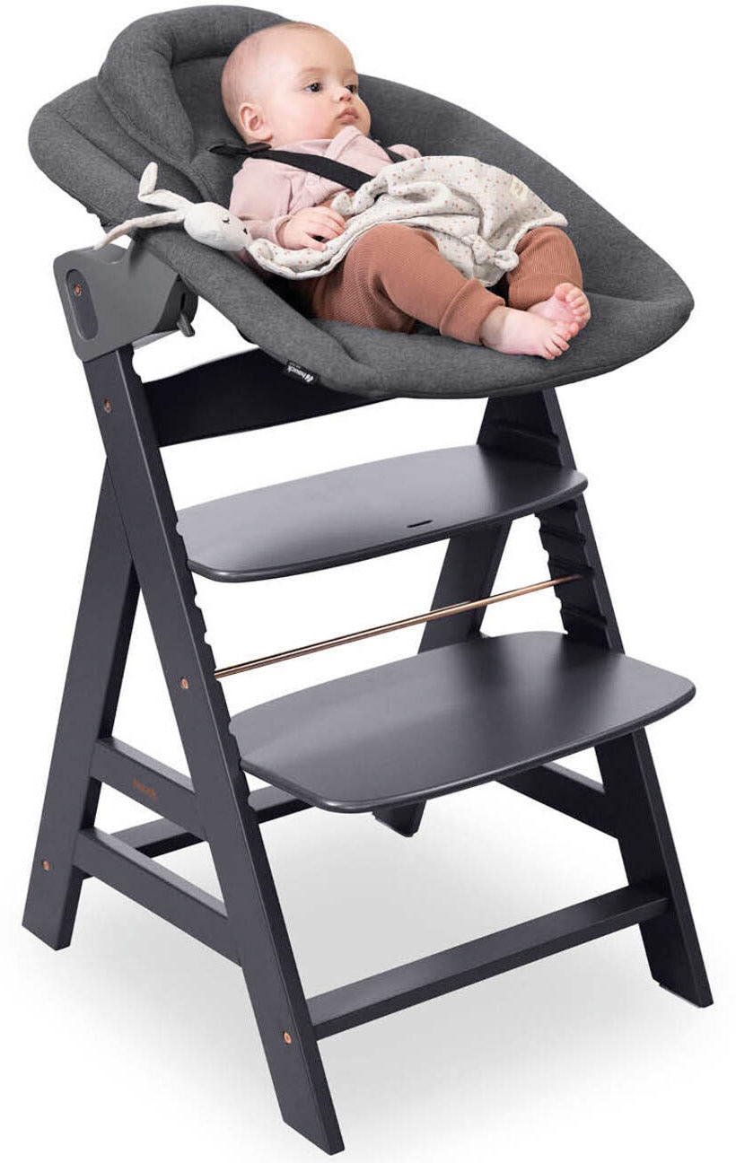 Hauck Chaise haute »Alpha Newborn Set Plus, Dark Grey« () mit Newborn Aufsatz