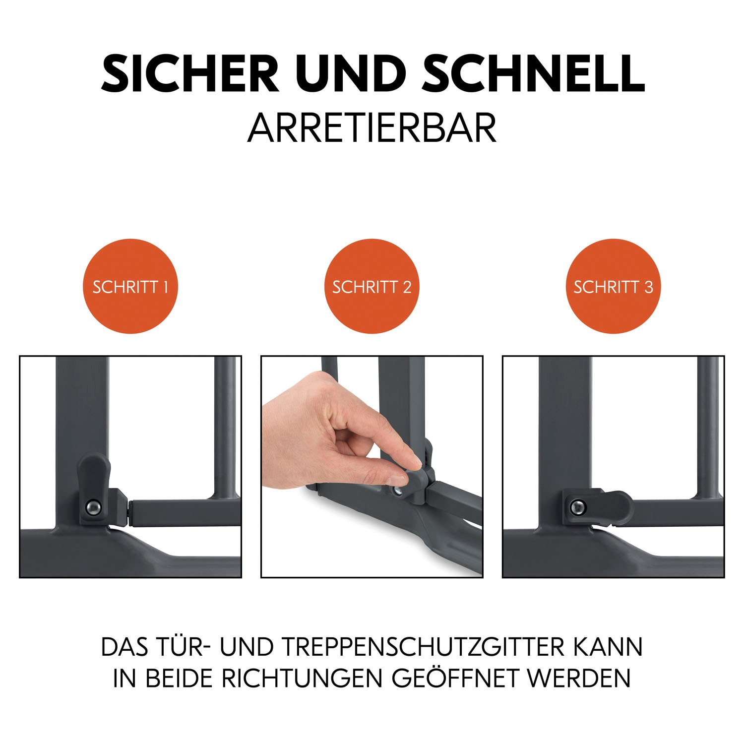 Hauck Türschutzgitter »Clear Step Autoclose 2, Dark Grey« auch als Treppenschutzgitter verwendbar