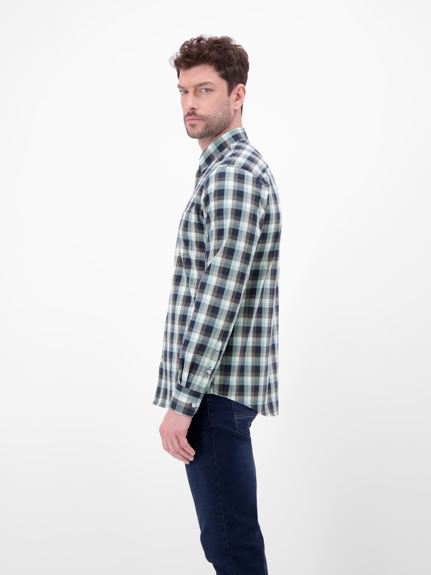 LERROS Chemise à manches longues »Karohemd mit Kentkragen und Brusttasche«