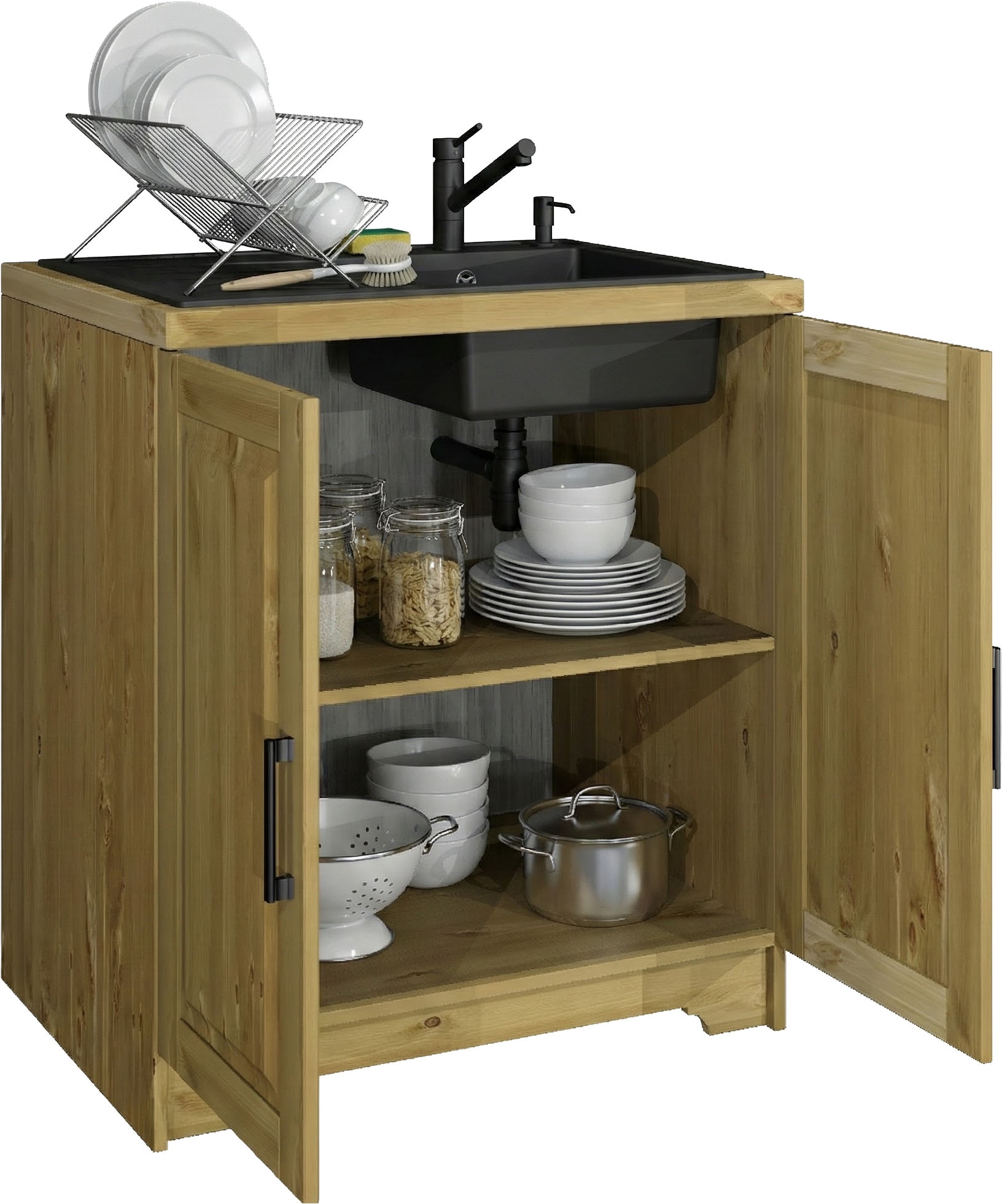 Home affaire Kitchenette »Meliss« aus massiver Kiefer, mit Soft-Close-Funktion, 8-teiliges Set