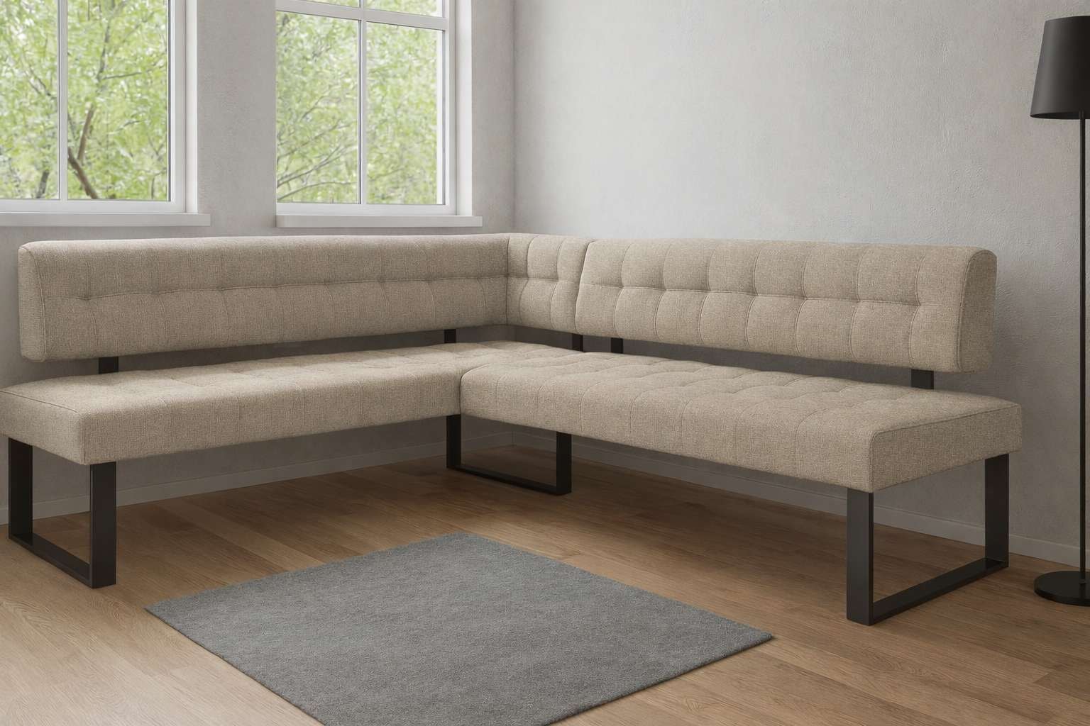 Home affaire Ensemble de bancs d'angle »Mia Essecke, Sitzgruppe, Eckbankgruppe, Küchenbankgruppe« Set, 4er, 4 tlg. Eckbank mit Wellenfederung; Tisch in Eiche massiv