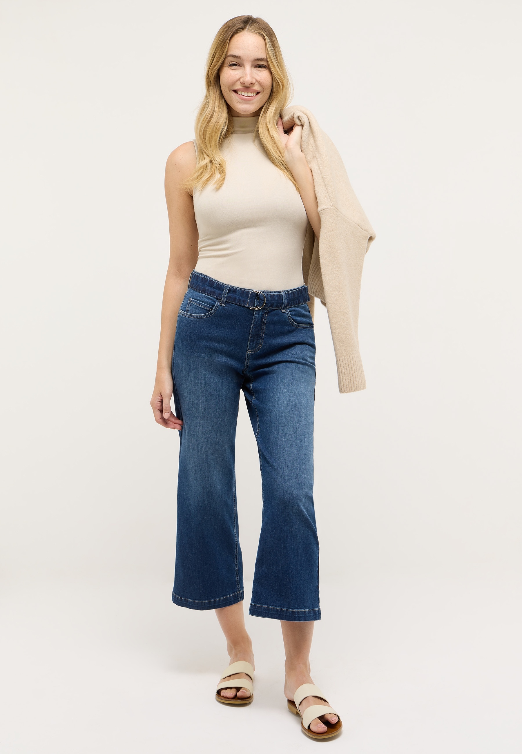 ANGELS 7/8-Jeans »Linn City« Culotte im Relaxed Fit, mit Gürtel