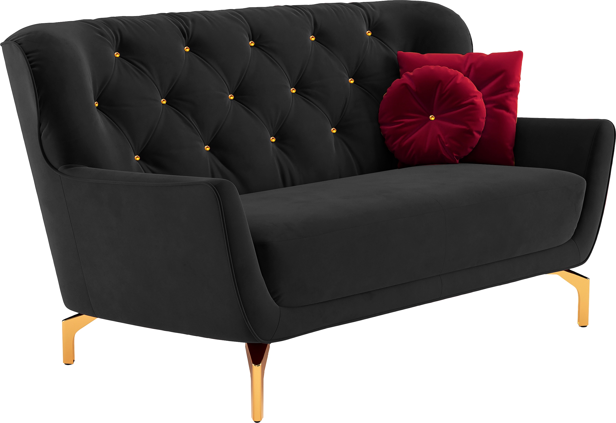 sit&more Ensemble rembourré »Orient 3« 2 cuis tlg. inkl. 4 Zierkissen mit Strass-Stein, goldfarbene Metallfüsse