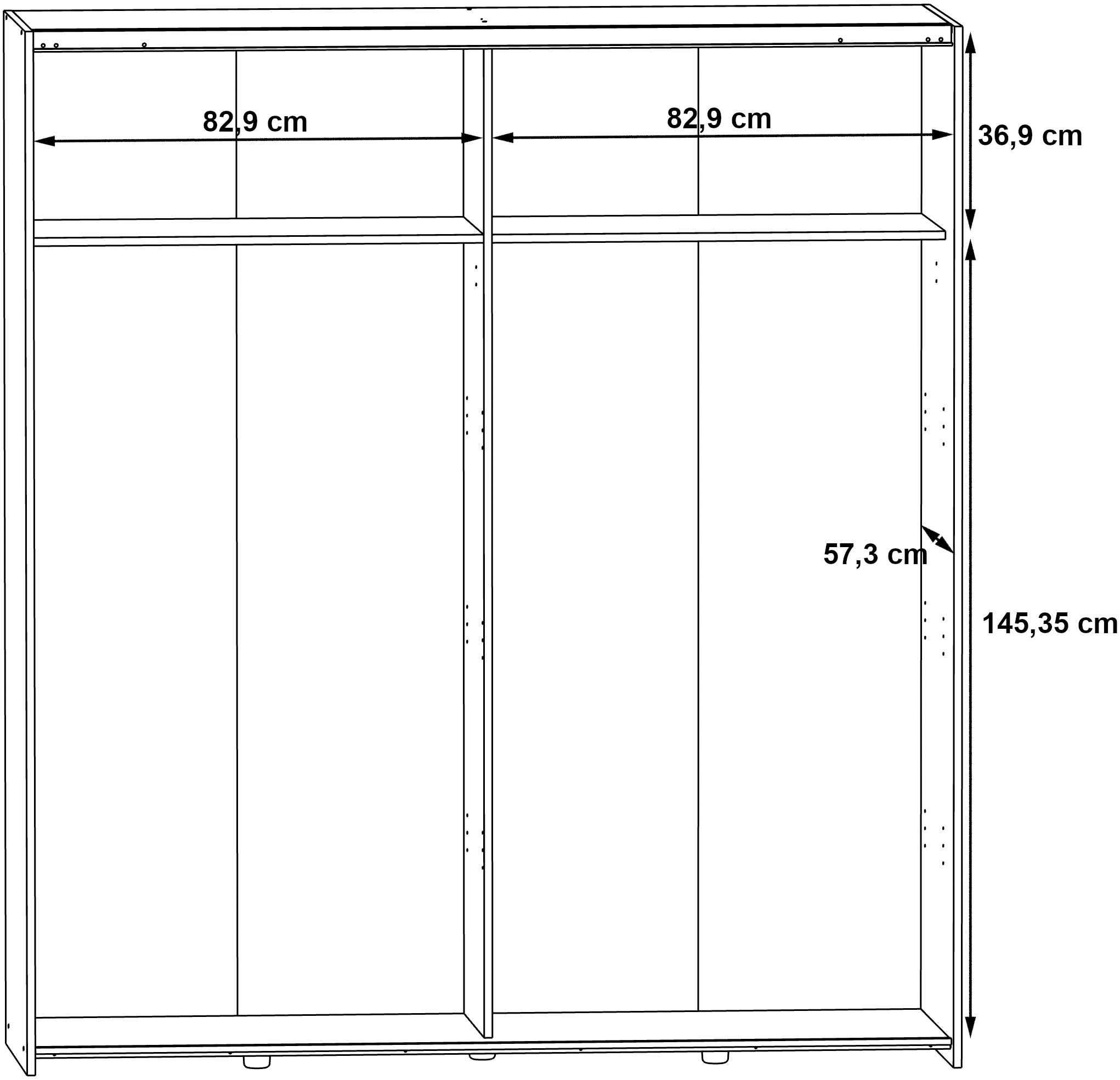 FORTE Schwebetürenschrank »Longline, Made in Europe, 2 Schiebetüren, modernes Design« melaminbeschichtet