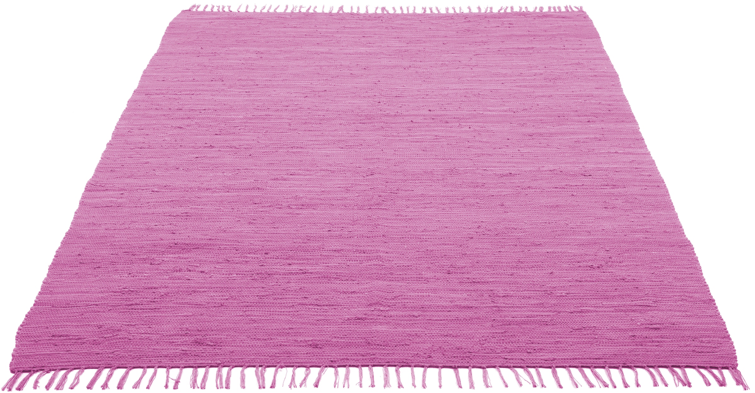 GOODproduct Tapis »Cadis« Rectangulaire 5 mm Höhe tapis réversible, avec franges, couleurs unies, tissé main, coton pur