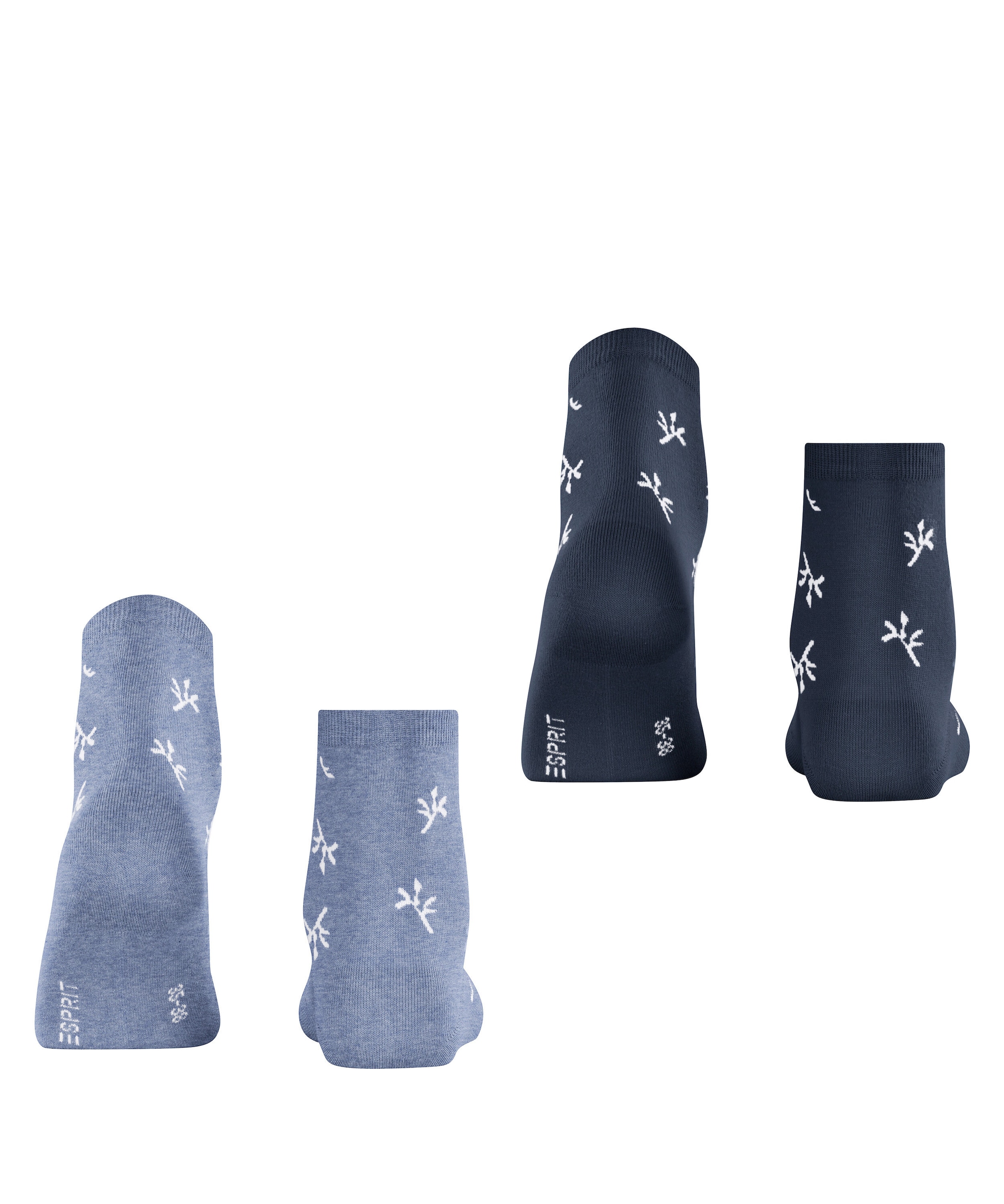Esprit Chaussettes courtes »Twig« 2 paires,  Avec petit bord roulé, motif floral