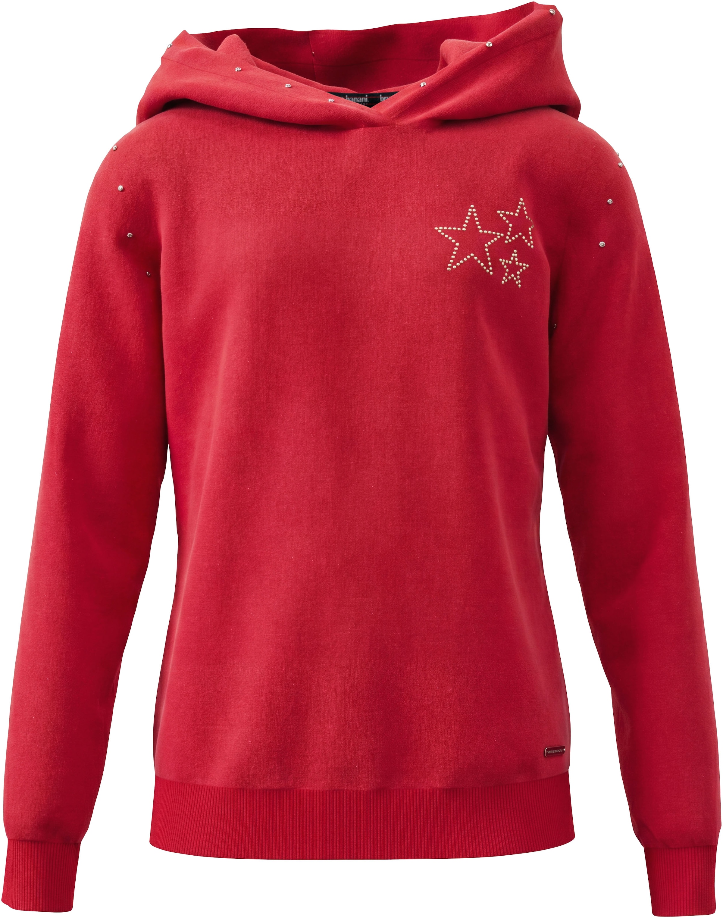 Bruno Banani Sweat à capuche »Hoodie mit Nieten-Details an Kapuze und Sternen im Nietendesign«, Sweatshirt avec décoration cloutée, en tissu doux gratté
