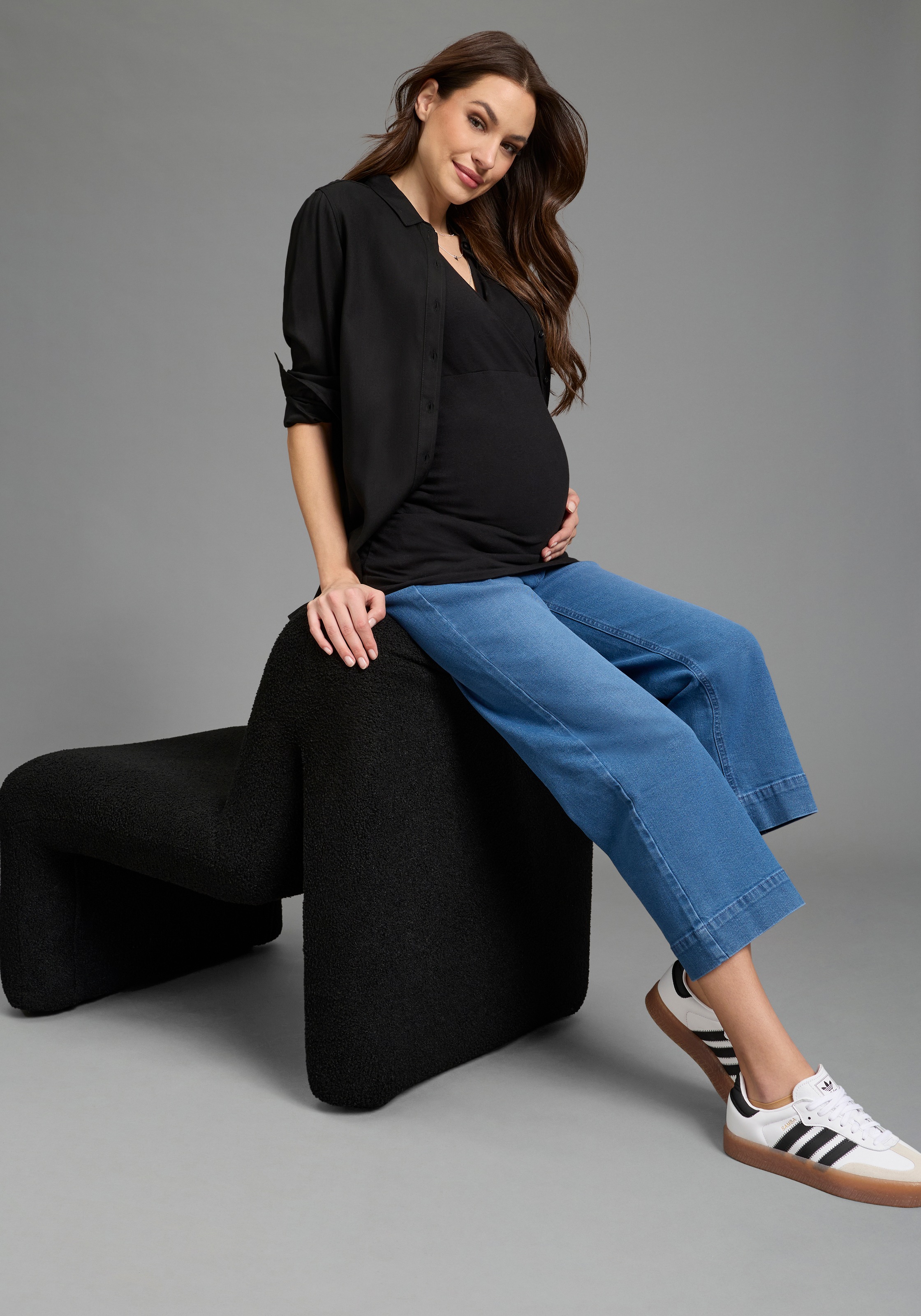 Neun Monate Umstandsjeans »7/8 Loose fit Umstandsjeans« gerader Beinverlauf, mit elastischem Gummizug, mit Stretch-Anteil