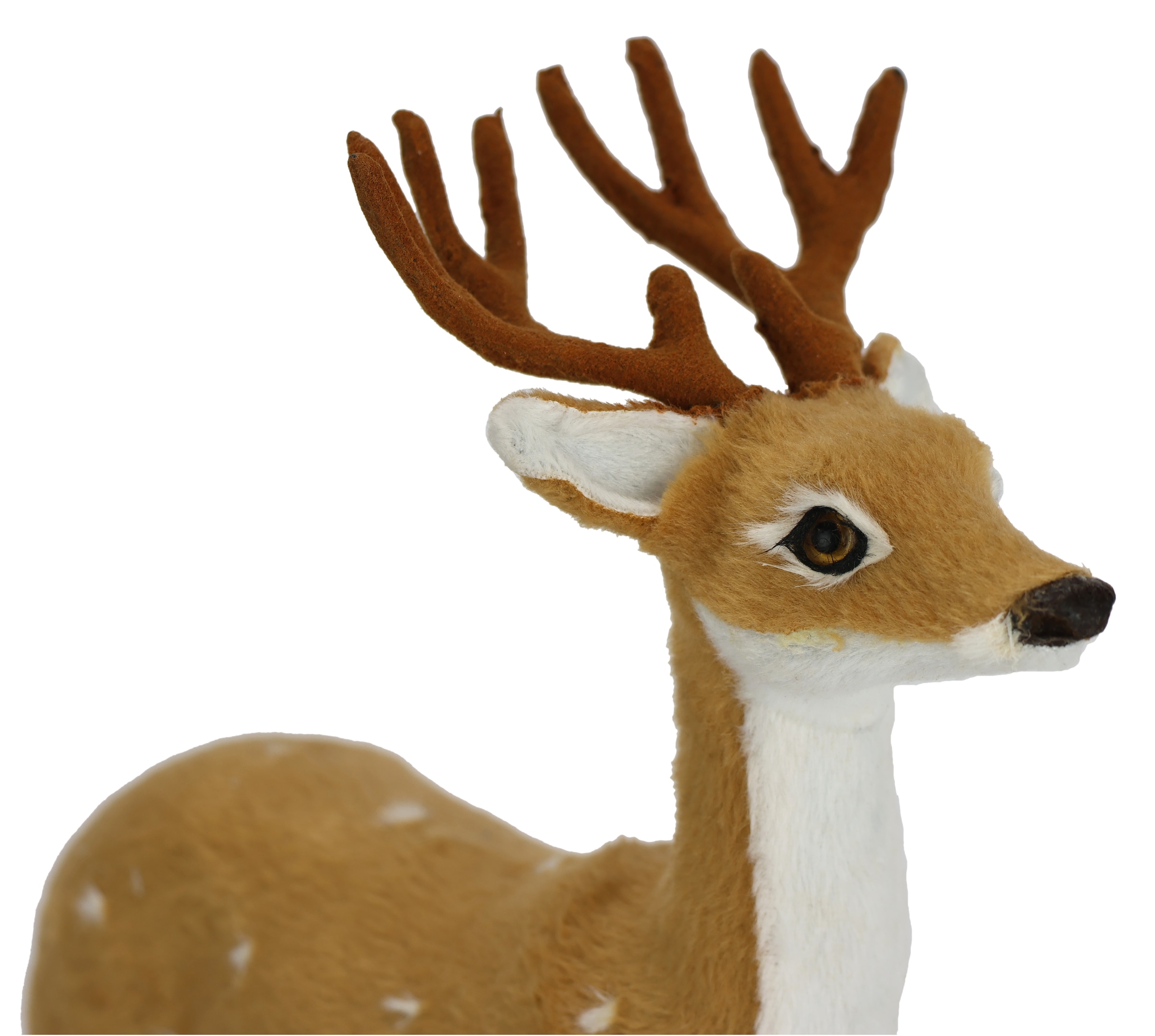 I.GE.A. Figurine de décoration »Tierfigur Reh aus Kunstfell« Waldtier Statue Ornament Plüschtier Weihnachtsdeko Winterdeko Pelztier