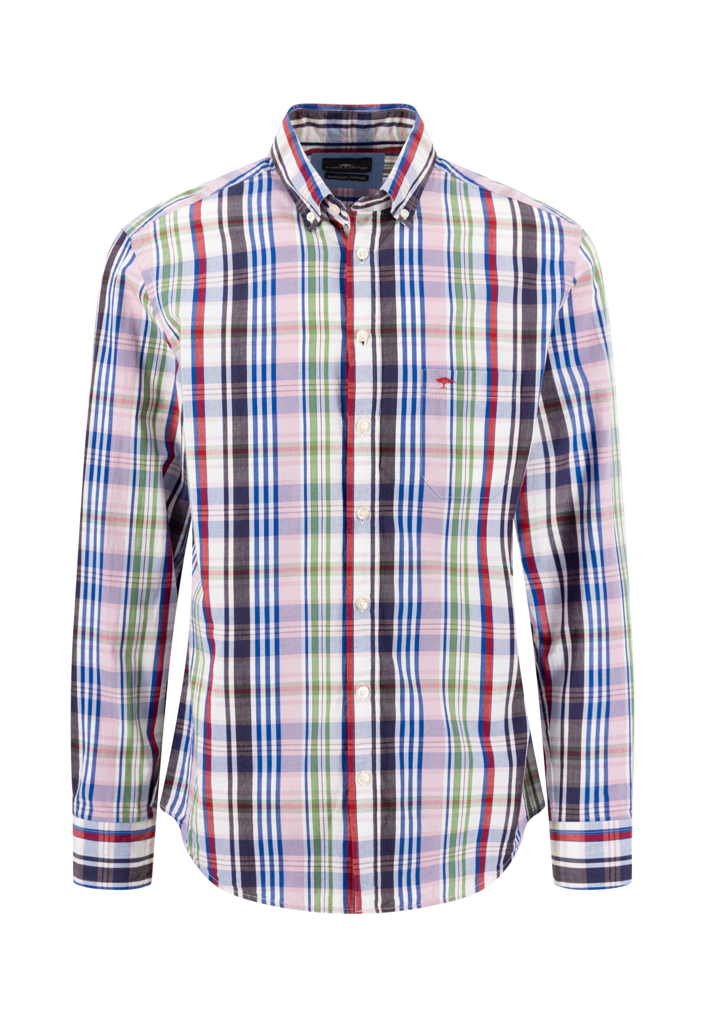 FYNCH-HATTON Chemise à manches longues kariert, mit Knopfleiste und Button-Down-Kragen