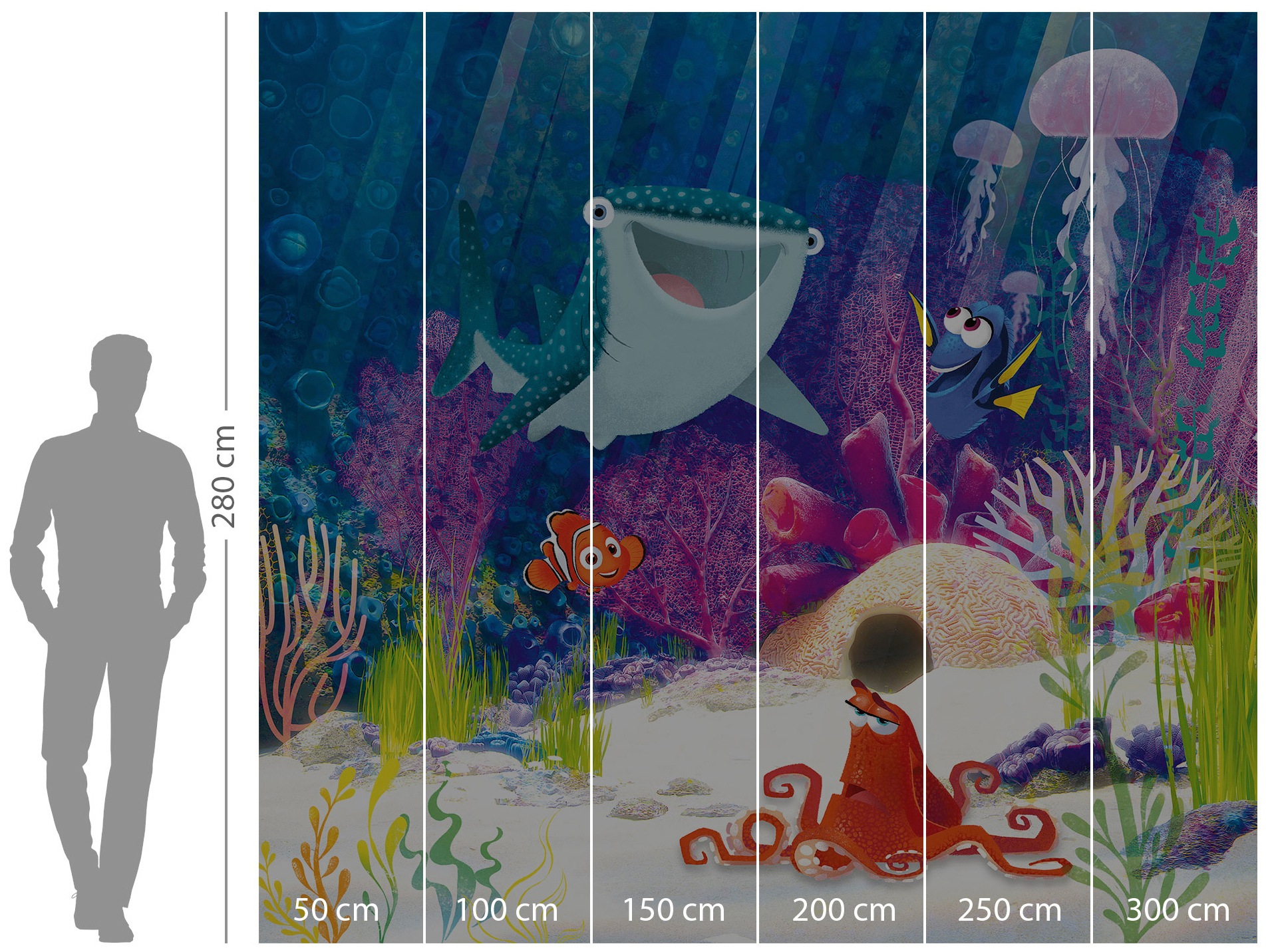 Komar Papier peint intissé »Digitaldruck Vlies -  Dory Aqua Party - Grösse 300 x 280 cm« imprimé Kinderzimmer