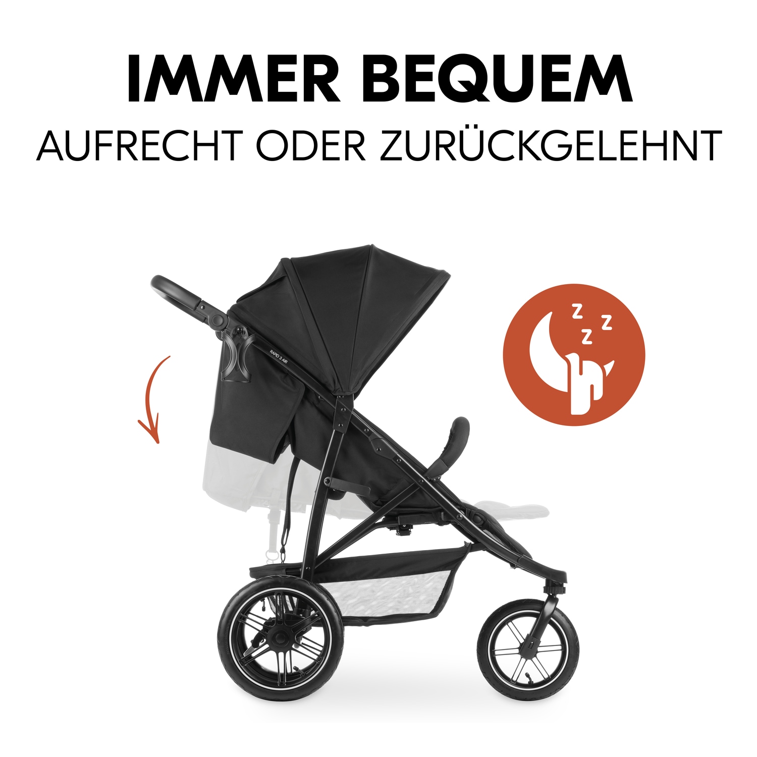 Hauck Kinder-Buggy »Dreiradbuggy, Rapid 3 Air, black« 22 kg mit schwenk/feststellbarem Vorderrad; Lufträder; bis 22 kg belastbar