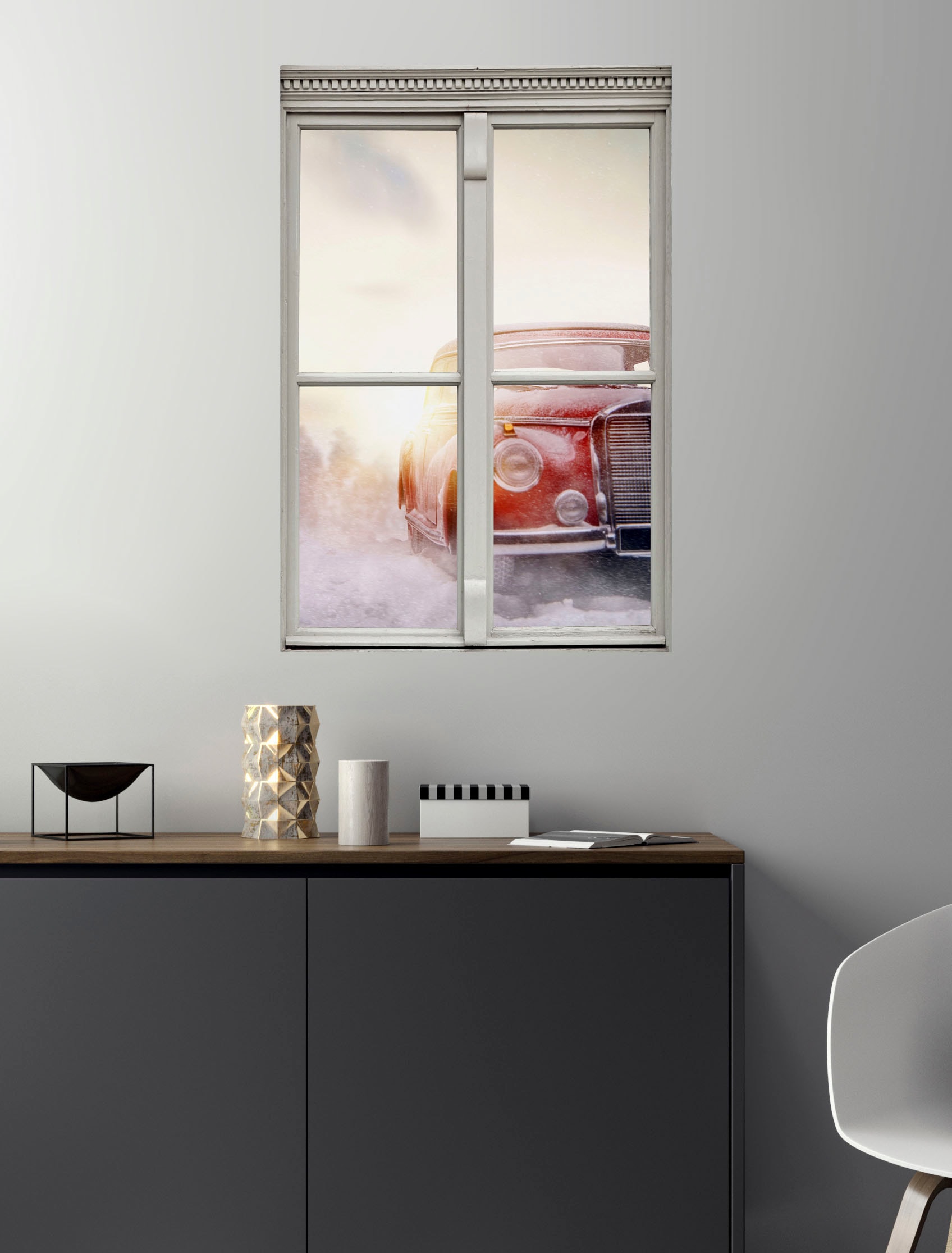 queence Wandsticker »Auto« Wandsticker, Wandbild, selbstklebend, 3D, Fenster