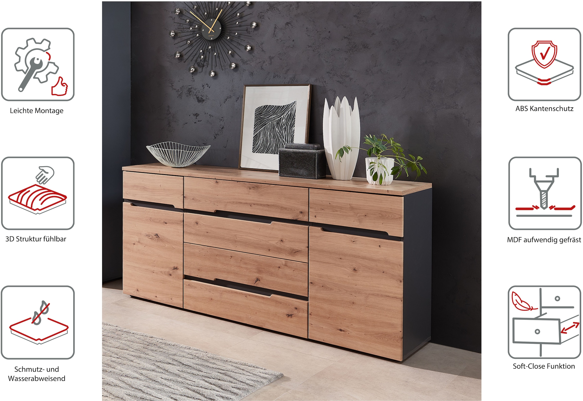 Innostyle Buffet »MEMPHIS« Buffet, meuble de salon, choix OTTO,  montage facile, beaucoup d'espace de rangement
