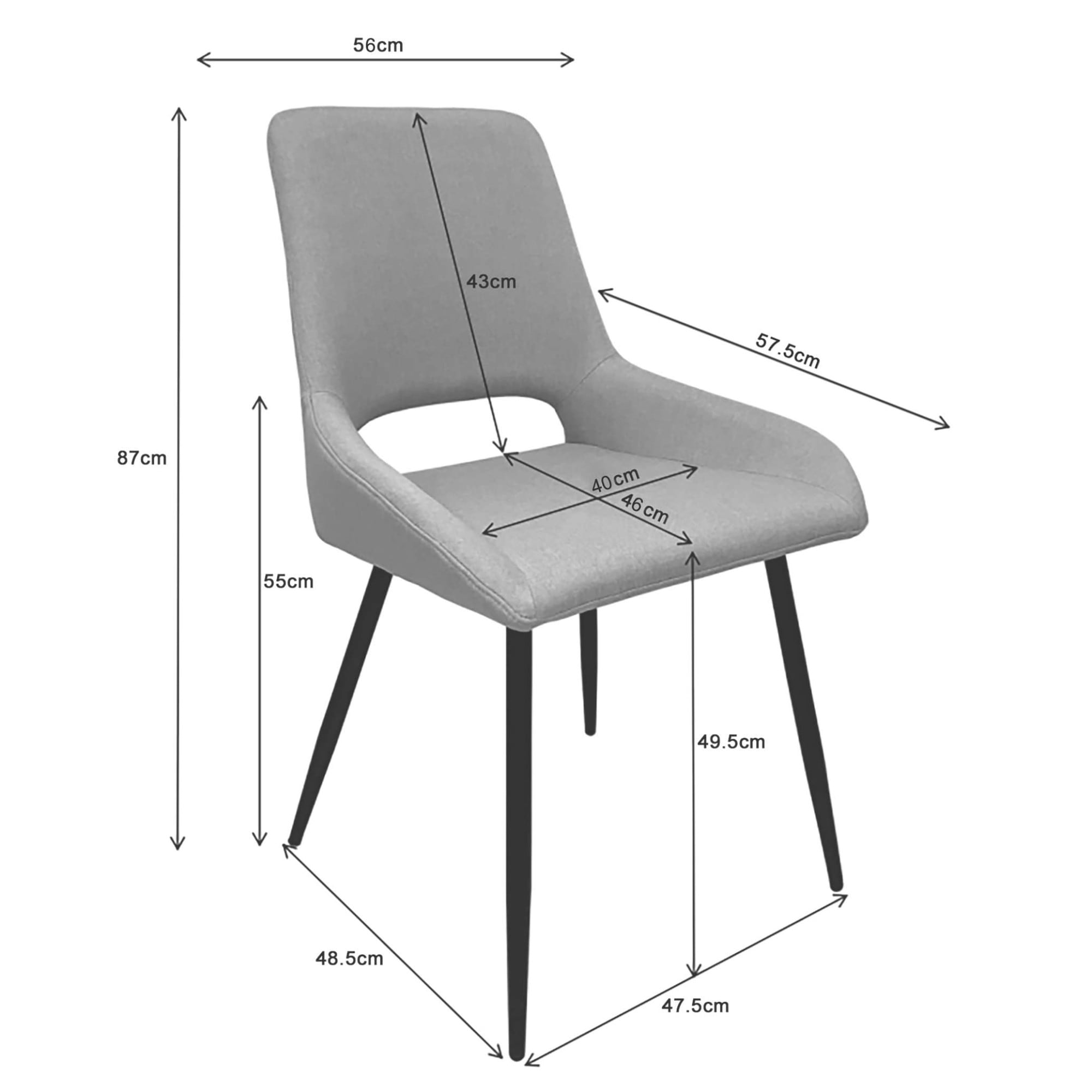 GOODproduct Chaise de salle à manger »Derrek« (Ensemble) im 2 er Set mit gepolsterter  Rückenlehne