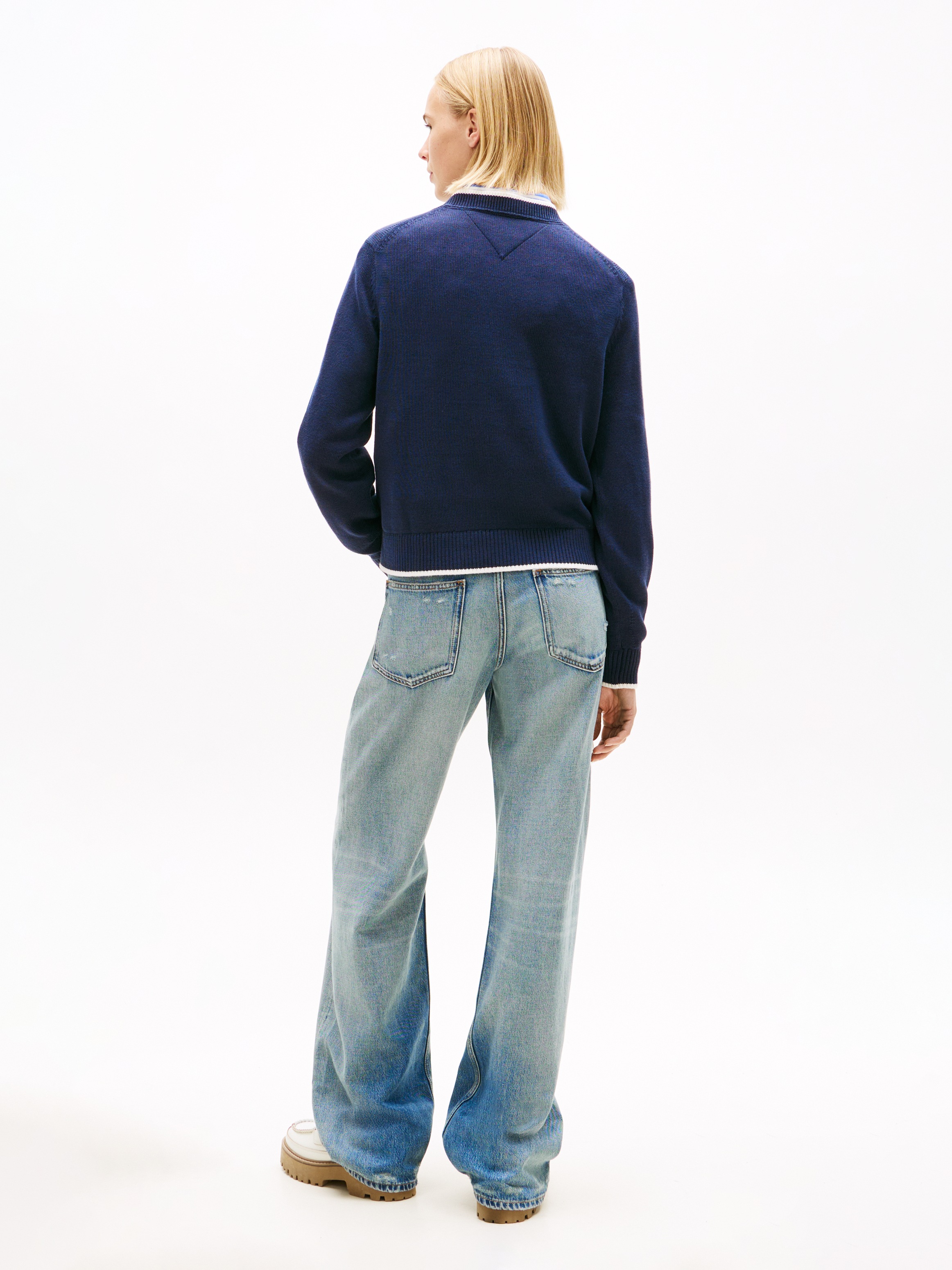 Tommy Jeans Pull en tricot »TJW TIPPING FLAG SWEATER EXT« avec intarsia logo, coupe décontractée