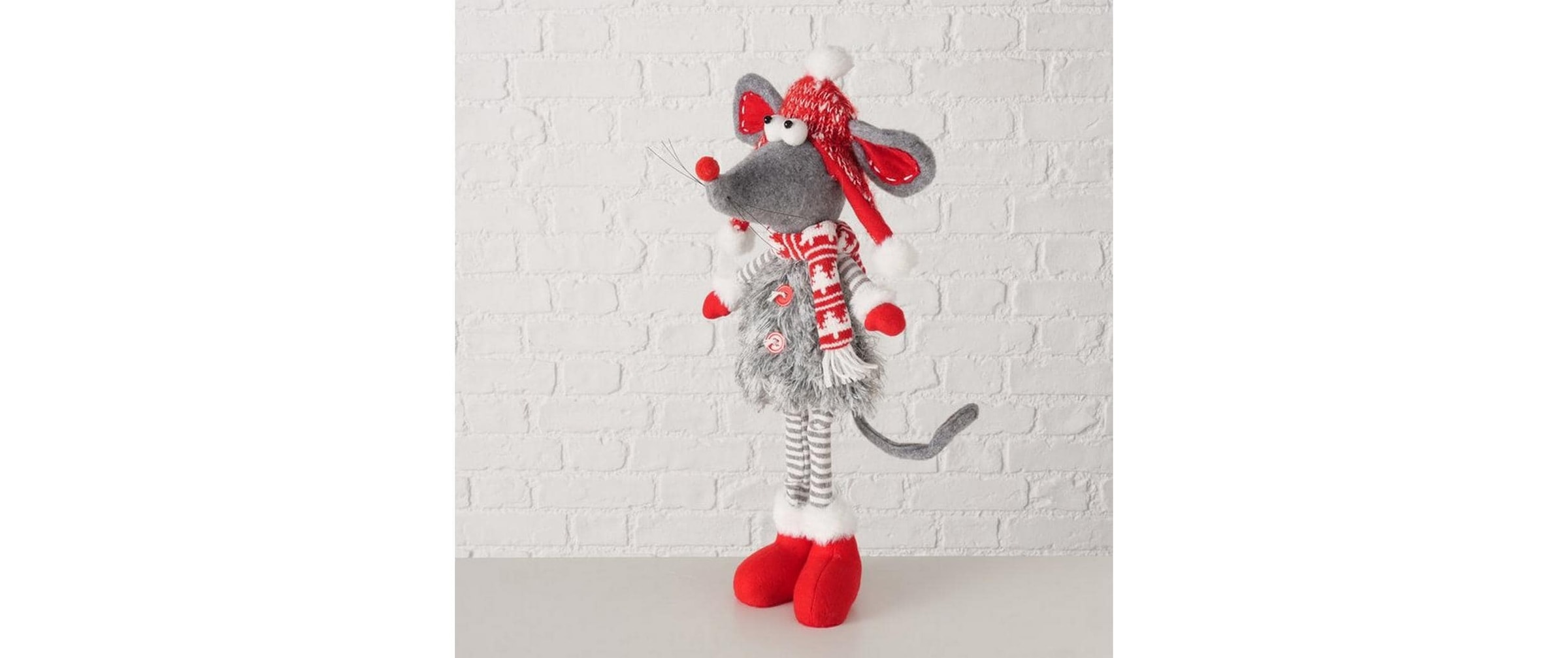 BOLTZE Figurine de Noël »Dekofigur Maus Helgy Grau/Rot«