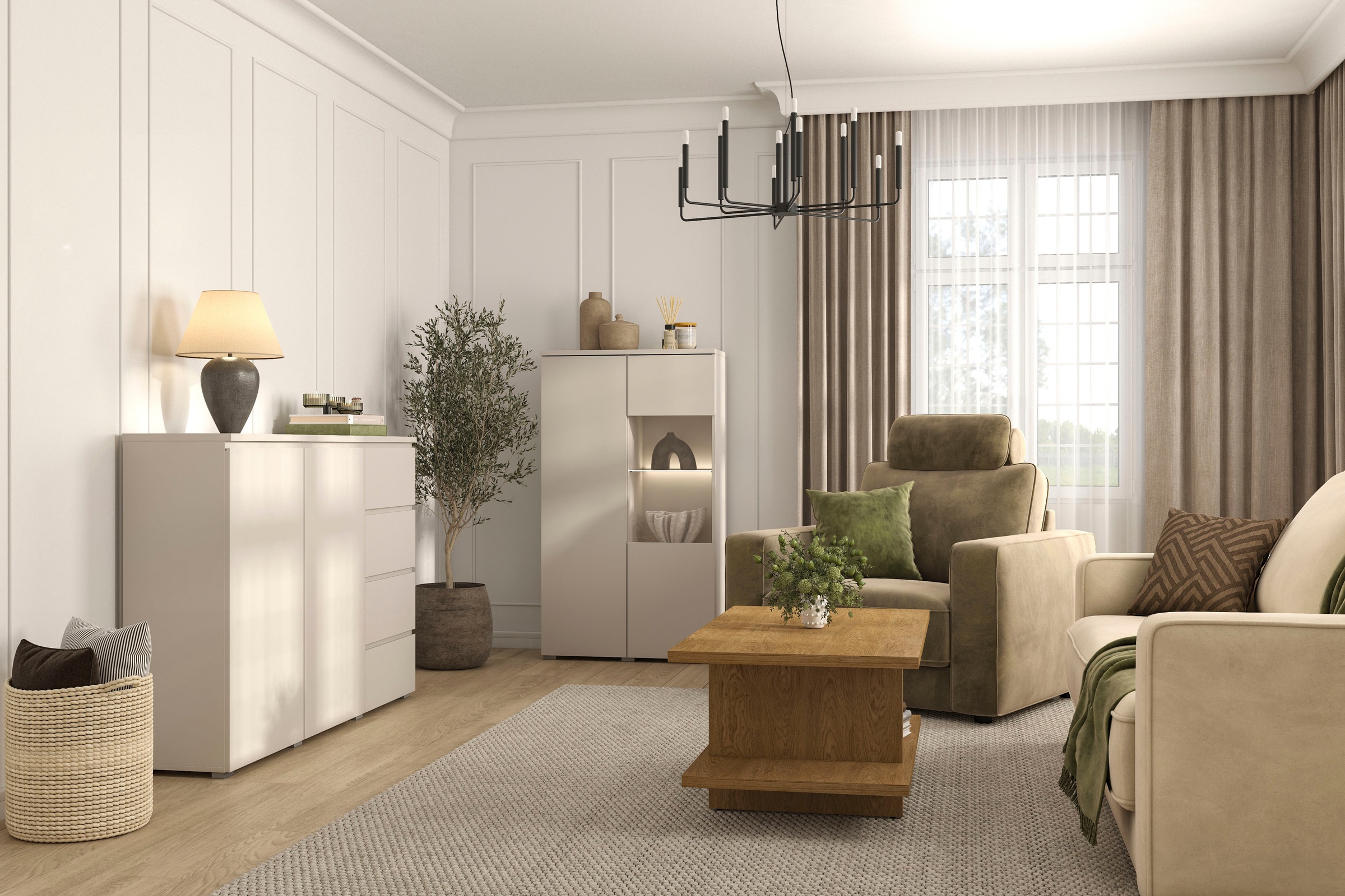 GOODproduct Buffet haut »Modo, Breite 150 cm, moderne grifflose Kommode 2Türen/4 SK« Schubladenkommode mit viel Stauraum, Einlegeböden verstellbar