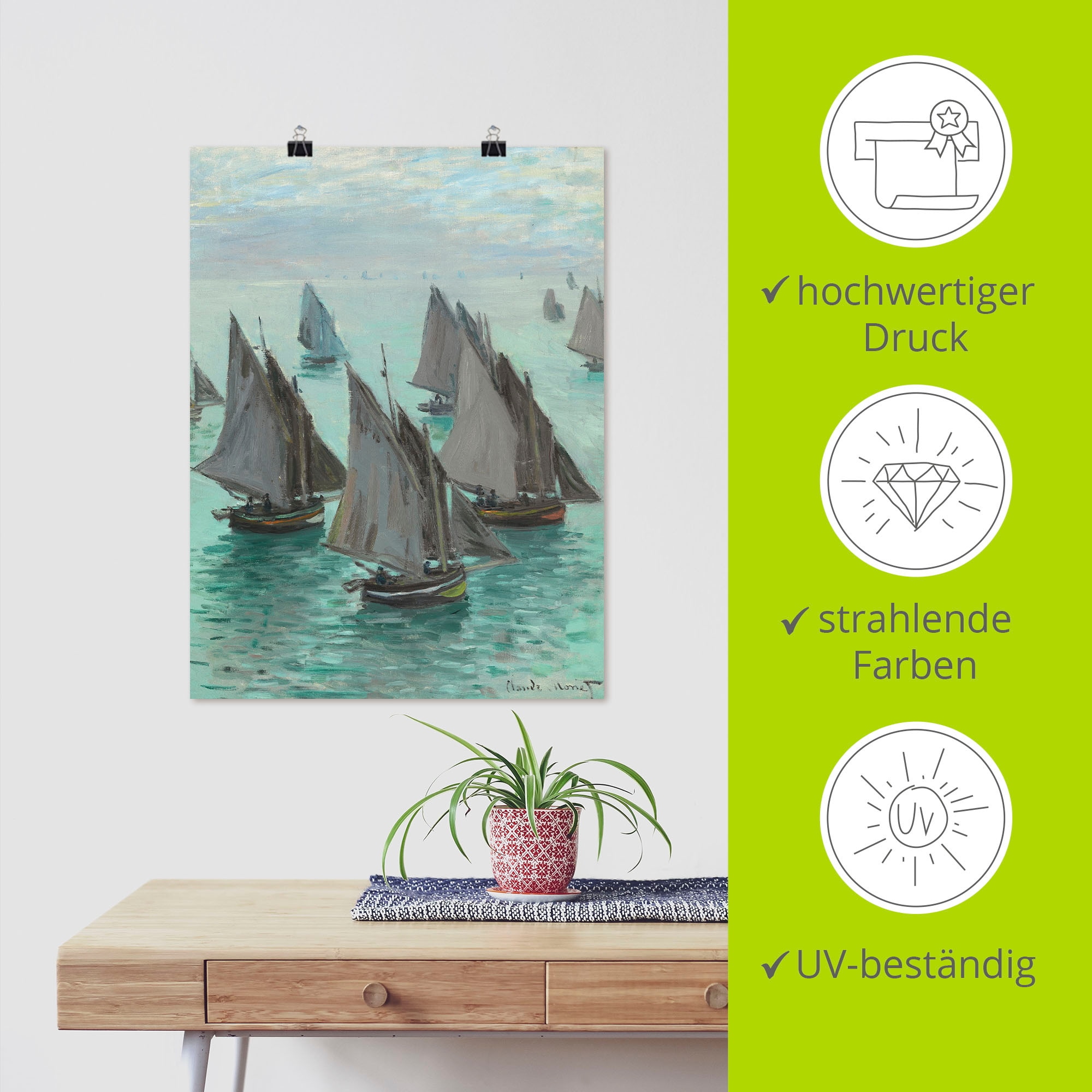 Artland Fresque murale »Fischerboote bei ruhigem Wetter« 1 cuis tlg. als Leinwandbild, Poster in verschied. Grössen