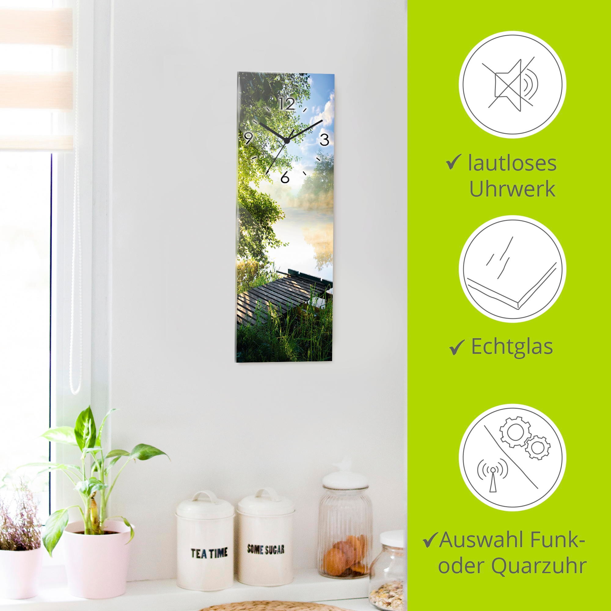 Artland Wanduhr »Angelsteg am Morgen« wahlweise mit  Quarz- oder Funkuhrwerk, lautlos ohne Tickgeräusche