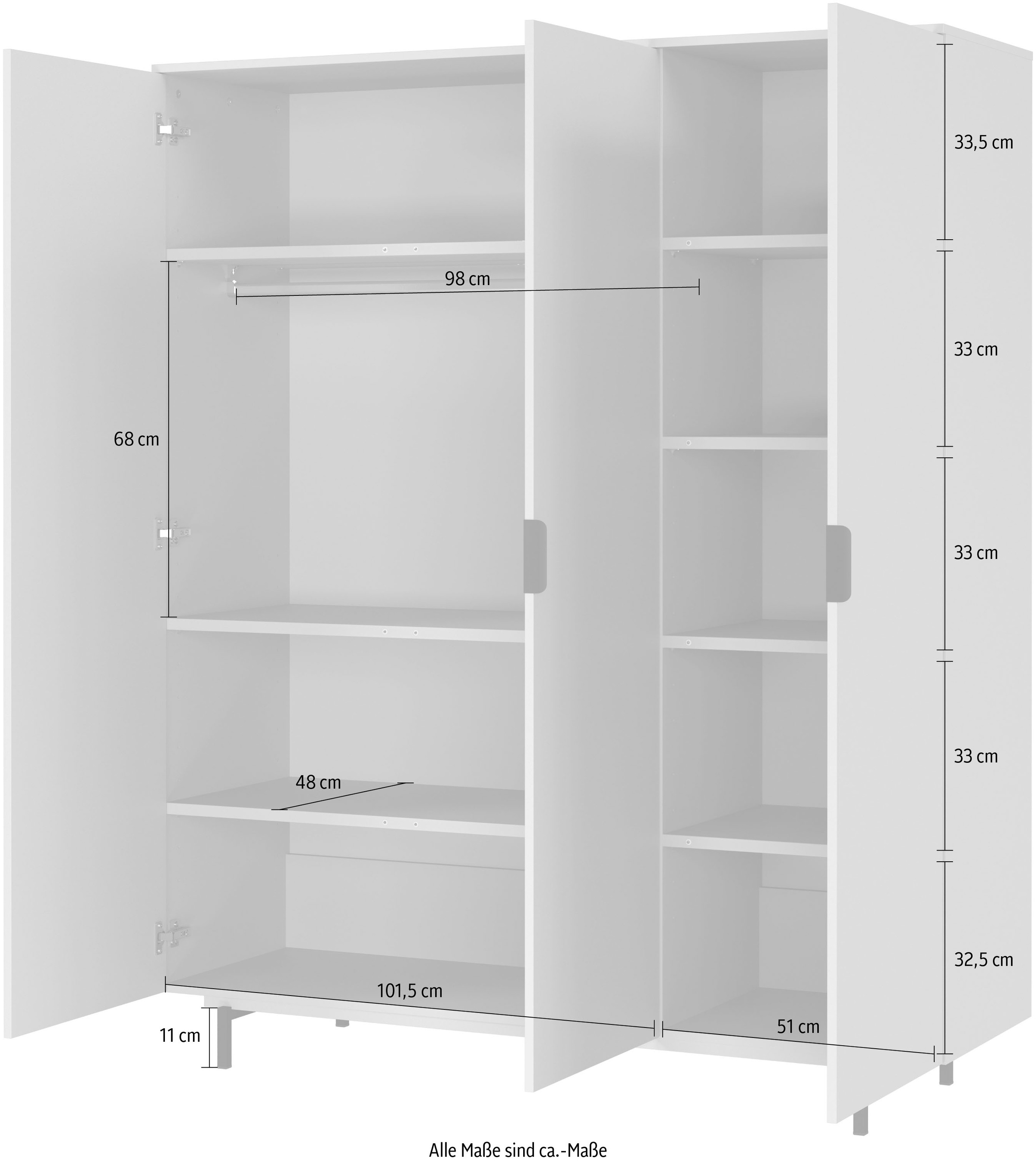 GERMANIA Kinderkleiderschrank »Tomino« 1 Stk. tlg. modernes Design, gedämpfte Türen, B/H/T 158/190/54 cm, 7 Einlegeböden
