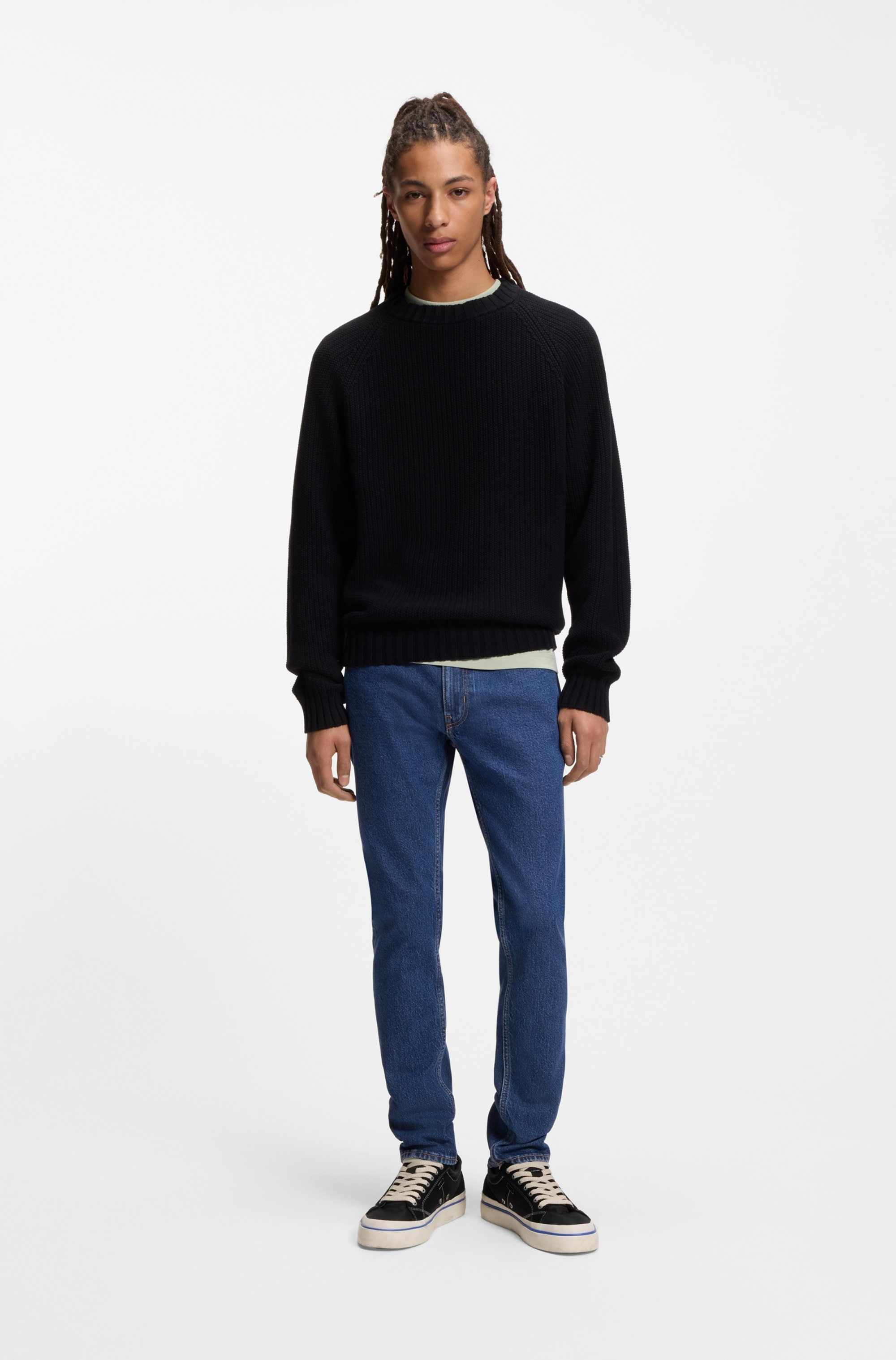 HUGO Blue Slim-fit-Jeans enger Beinverlauf, mittlere Bundhöhe, stone washed