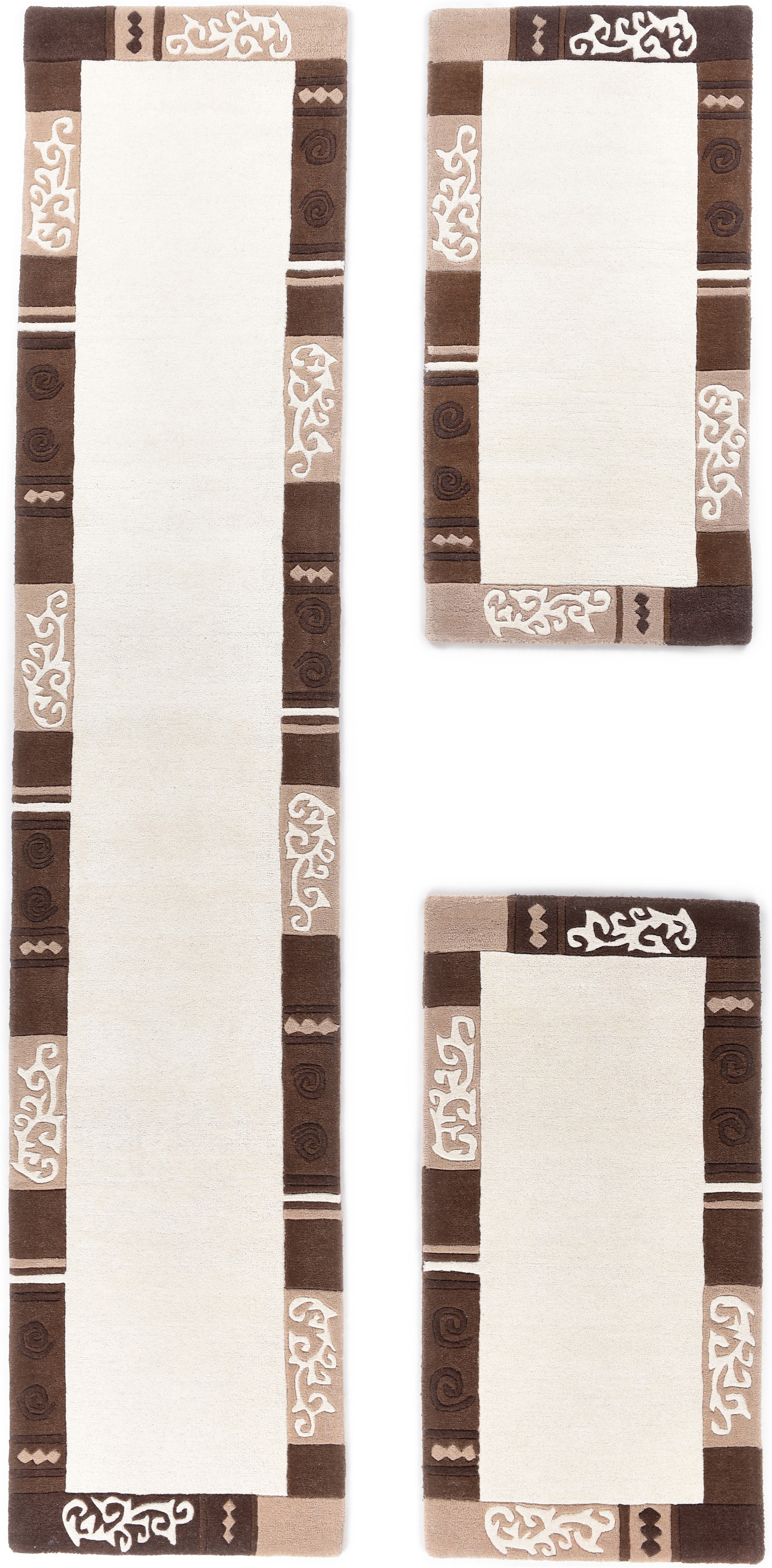 THEKO Bordure de lit »Ambadi, handgetuftet« Höhe 14 mm 3 cuis tlg. Tapis de lit, pure laine, avec bordure, set de coureurs