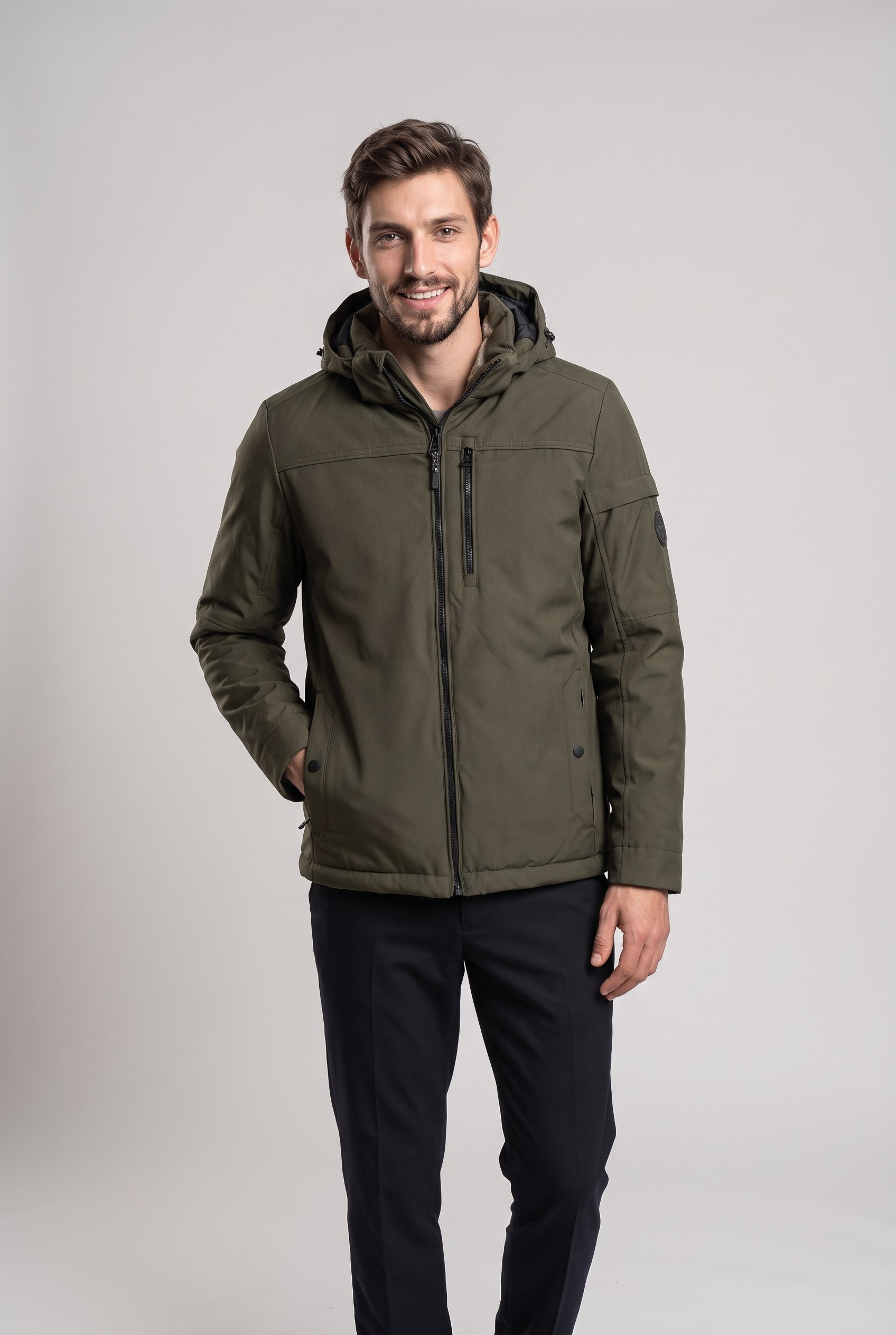 CASAMODA Veste d'hiver avec capuche avec capuche et fermeture éclair