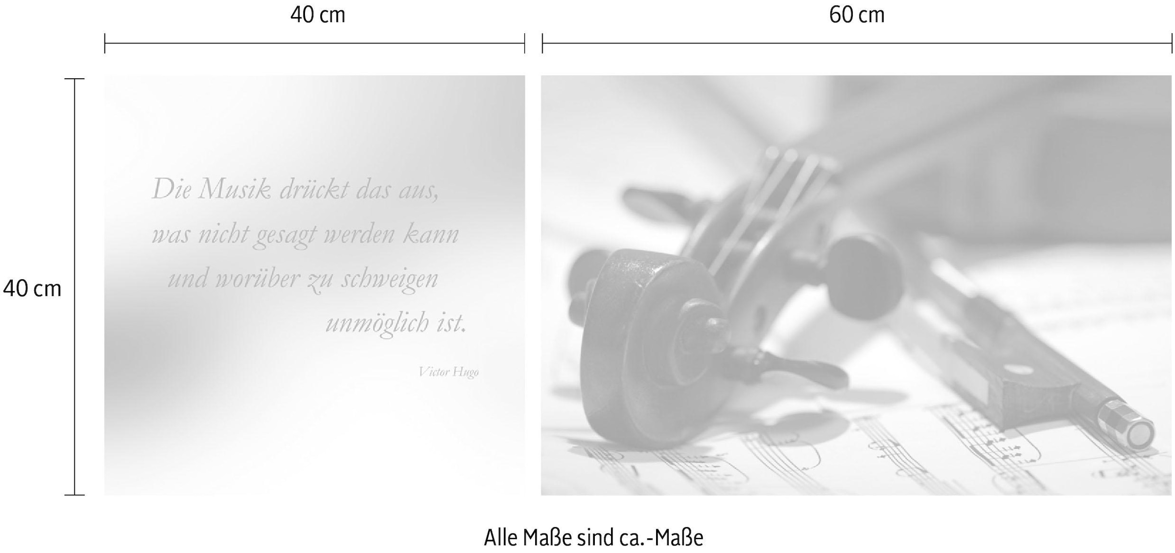 queence Leinwandbild »Musik« Kunst | Liebessprüche | Modern | Musiker | Schriftzug | Schriftzüge | Spa | Spa Bilder | Sprüche | Sprüche & Texte Set,  Premium-Leinwandstoff, Handarbeit aus Deutschland, Zitat, 2er Set