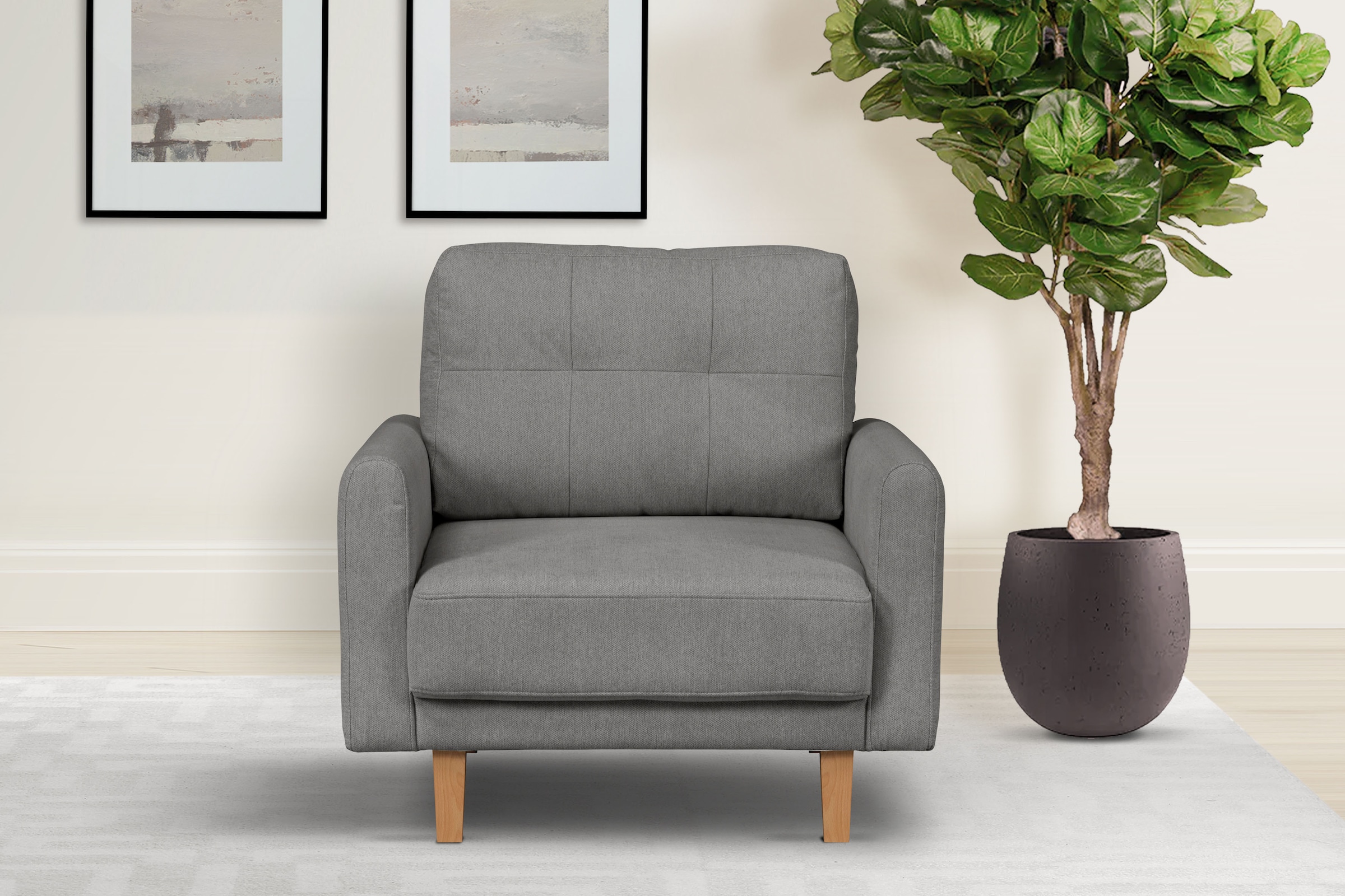 Home affaire Sessel »TRIPLO Relaxsessel mit Wellenunterfederung, Masse B/T/H: 95/100/89 cm« Polstersessel mit Steppung im Rückenkissen, hohe Qualität