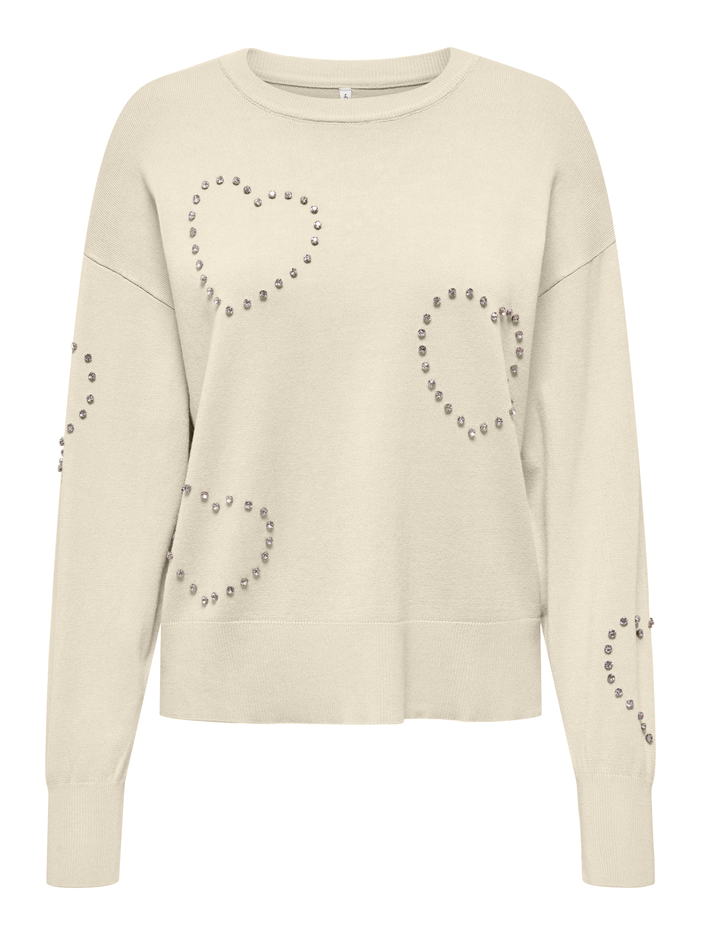 ONLY Pull à col rond »ONLBEE LS HEART BLING O-NECK CC KNT« mit Glitzersteinen