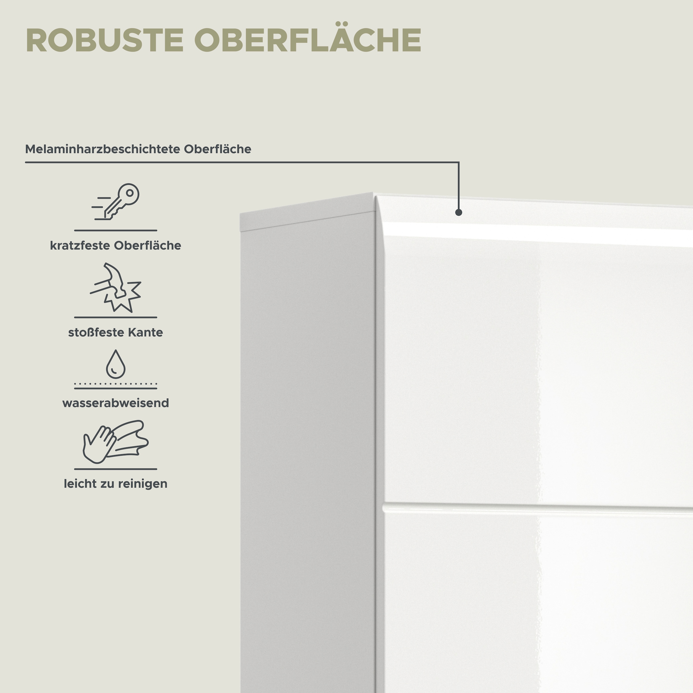 INOSIGN Armoire de rangement 1 cuis tlg. Florenz, Hochschrank, Weiss Hochglanz Tiefzieh, 185 cm hoch, Bad