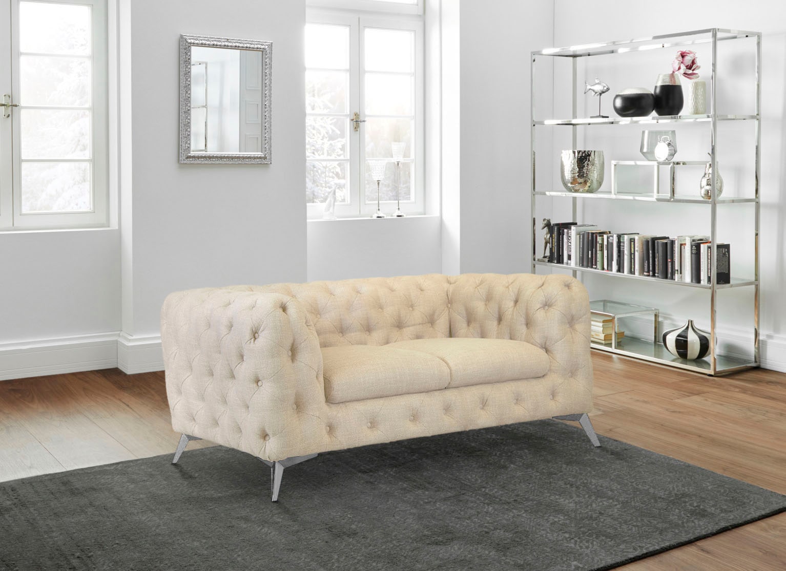 Home affaire Chesterfield-Sofa »Glynis« aufwändige Knopfheftung, moderne Chesterfield Optik, Fussfarbe wählbar
