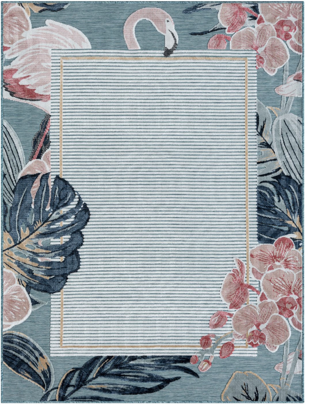 Myflair Möbel & Accessoires Teppich »Cloud, LAGERRÄUMUNG!« rechteckig 8 mm Höhe Flamingo Motiv, mit Bordüre, Outdoor geeignet, Balkon, Terrasse