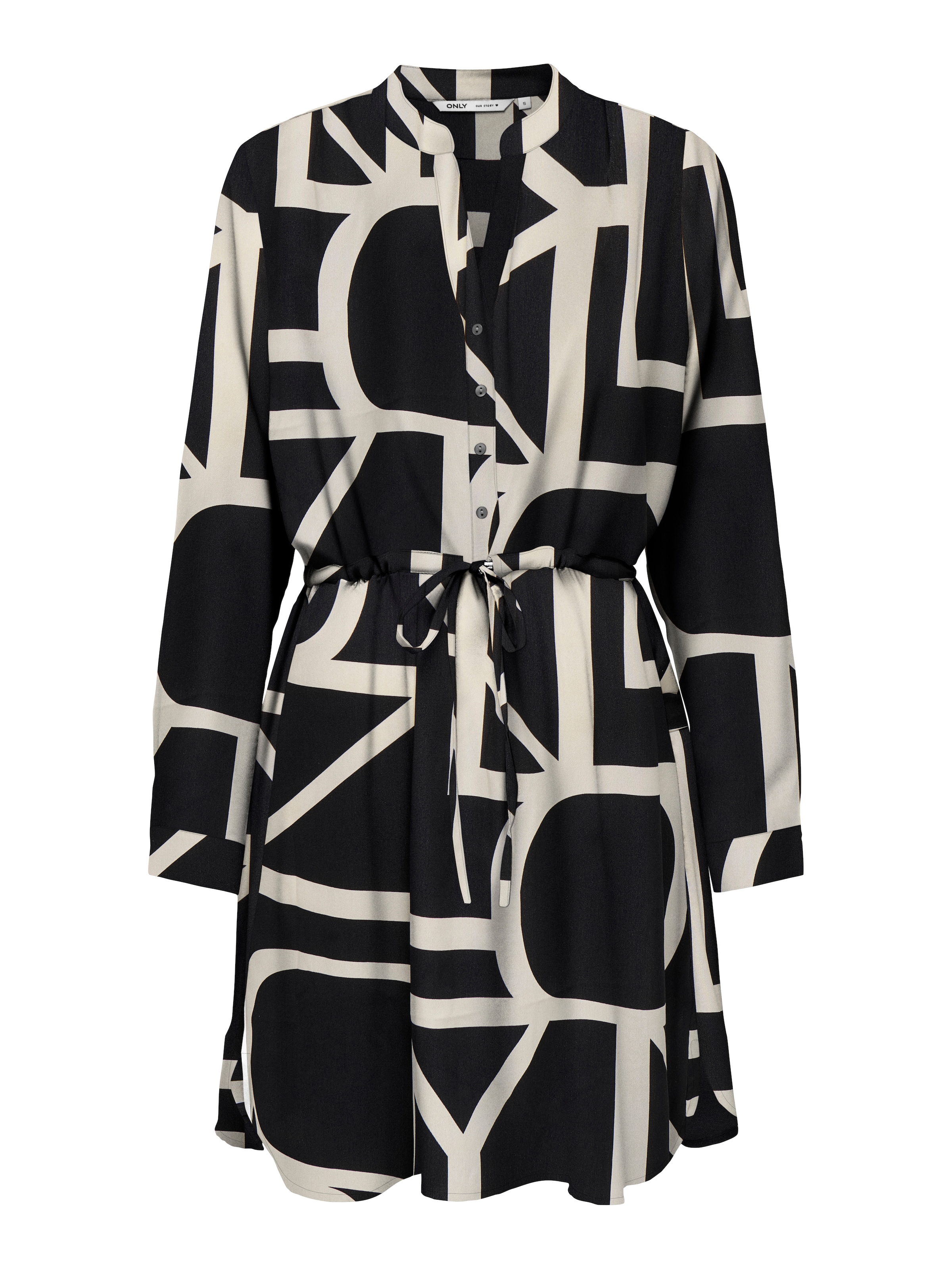 ONLY Robe imprimée »ONLCORY LIFE L/S V-NECK TUNIC WVN NOOS« Robe d'été avec ceinture à la taille