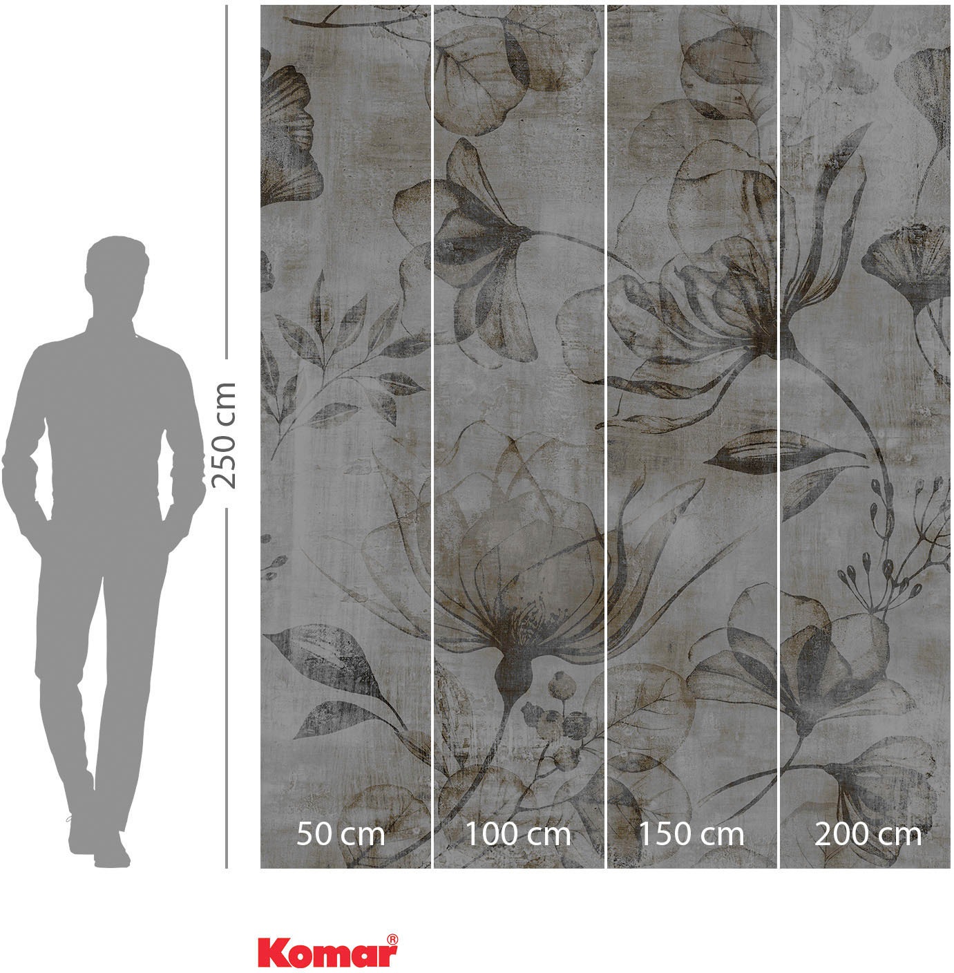 Komar Papier peint intissé »Digitaldruck Vlies -  Rustic Roses - Grösse 200 x 250 cm« imprimé lisse Wohnzimmer, Schlafzimmer