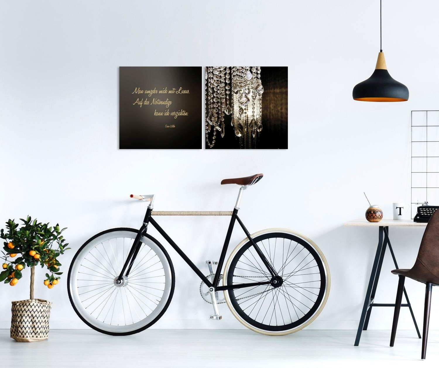 queence Leinwandbild »Luxus - Oscar Wilde« Foto | Kunst | Modern | Romantisch | Schriftzug | Schriftzüge | Spa | Spa Bilder | Sprüche | Sprüche & Texte | Stein Set,  Premium-Leinwandstoff, Handarbeit aus Deutschland, 2er Set