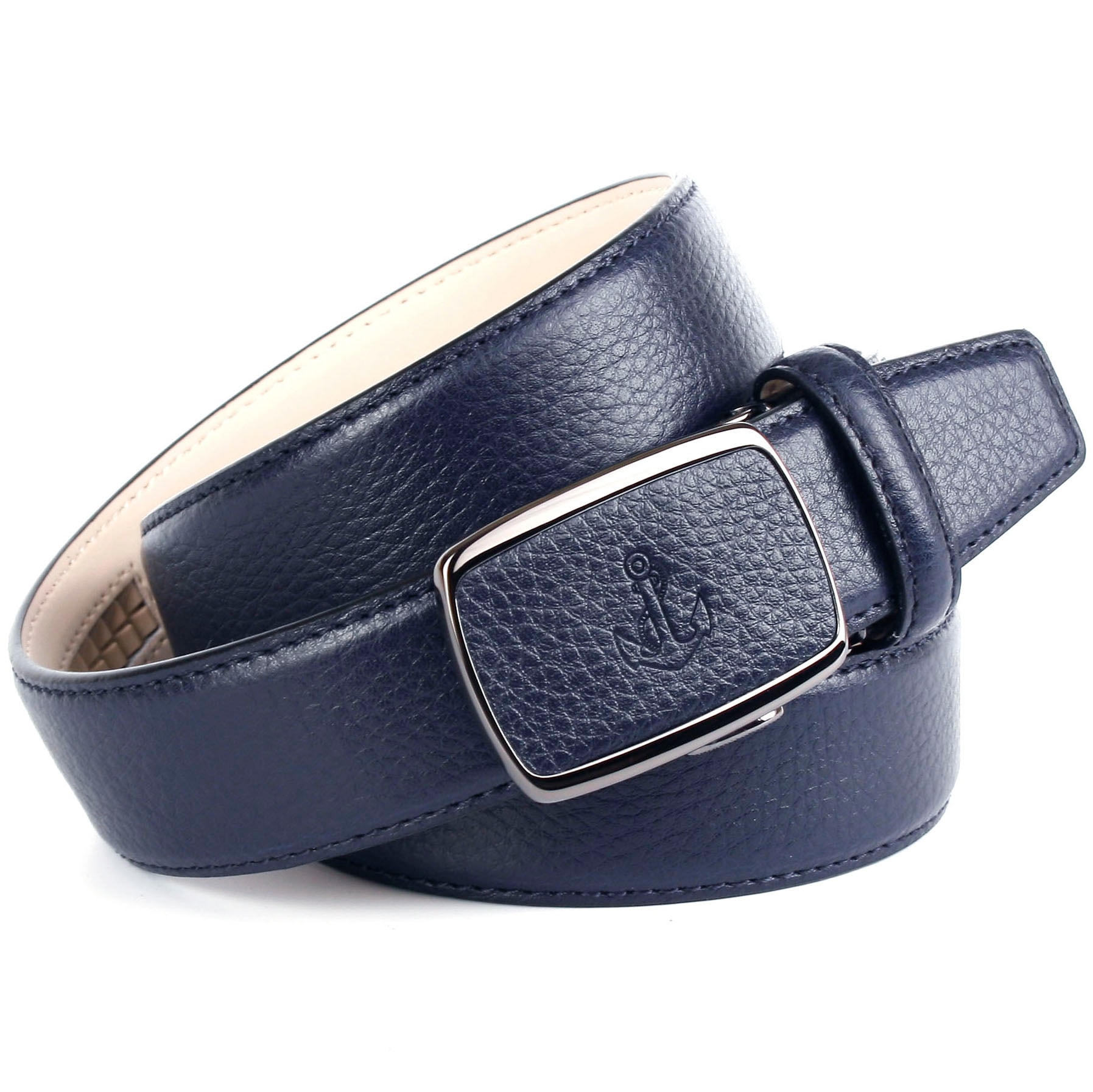 Anthoni Crown Ceinture en cuir mit Anker-Logo, maritimer Look