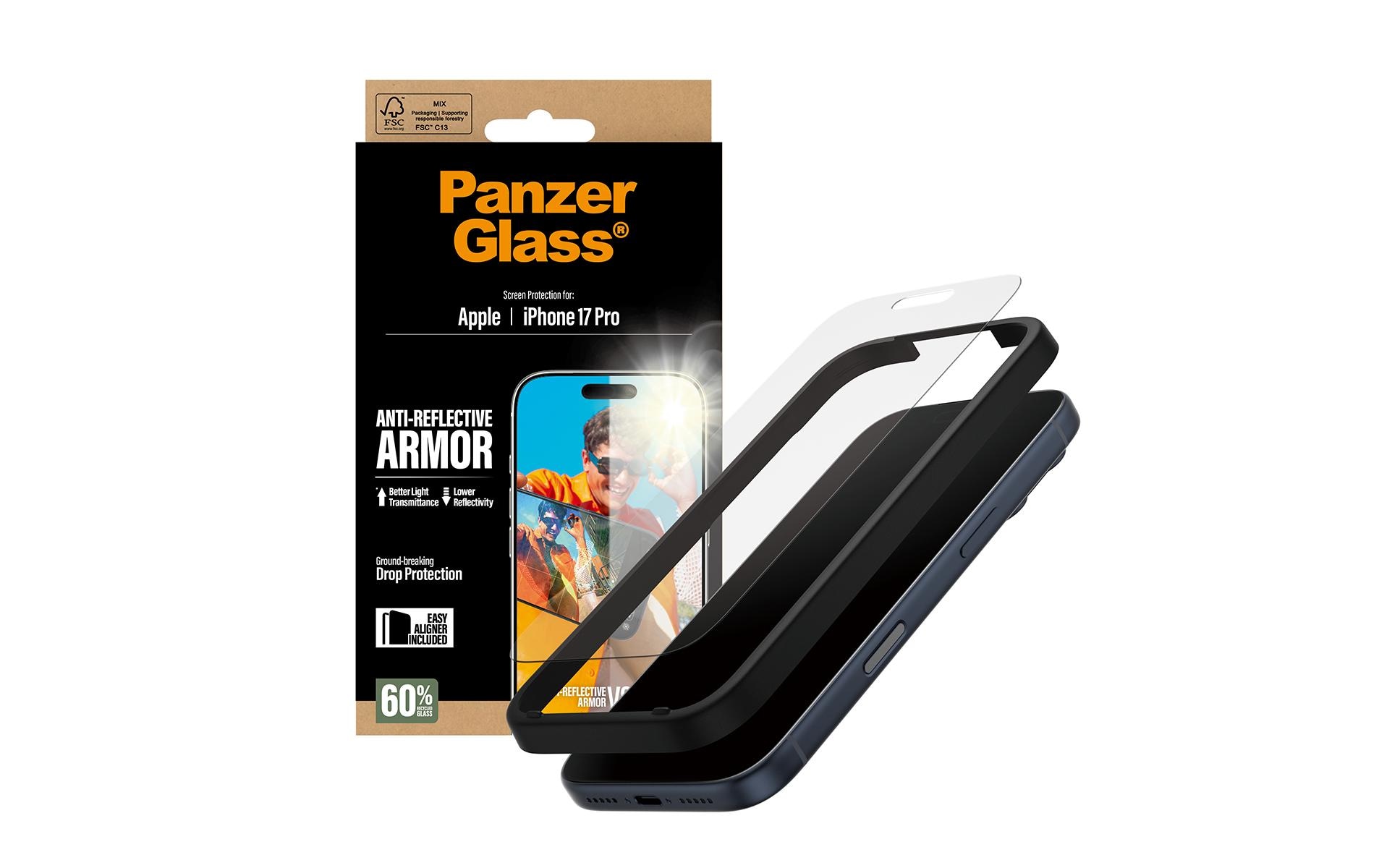 PanzerGlass Displayschutzfolie »Anti-Reflective Armor Screen Protector« für Apple iPhone 17 Pro Displayschutzfolie, Schutzfolie, Bildschirmschutz, kratz- & stossfest