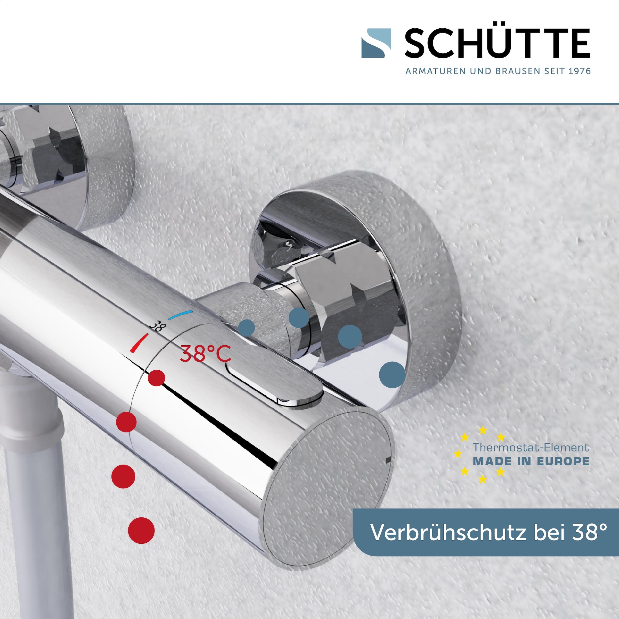 Schütte Robinetterie de douche »LOS ANGELES« fonction Eco-Stop, échelle de température avec verrouillage de sécurité à 38 °C