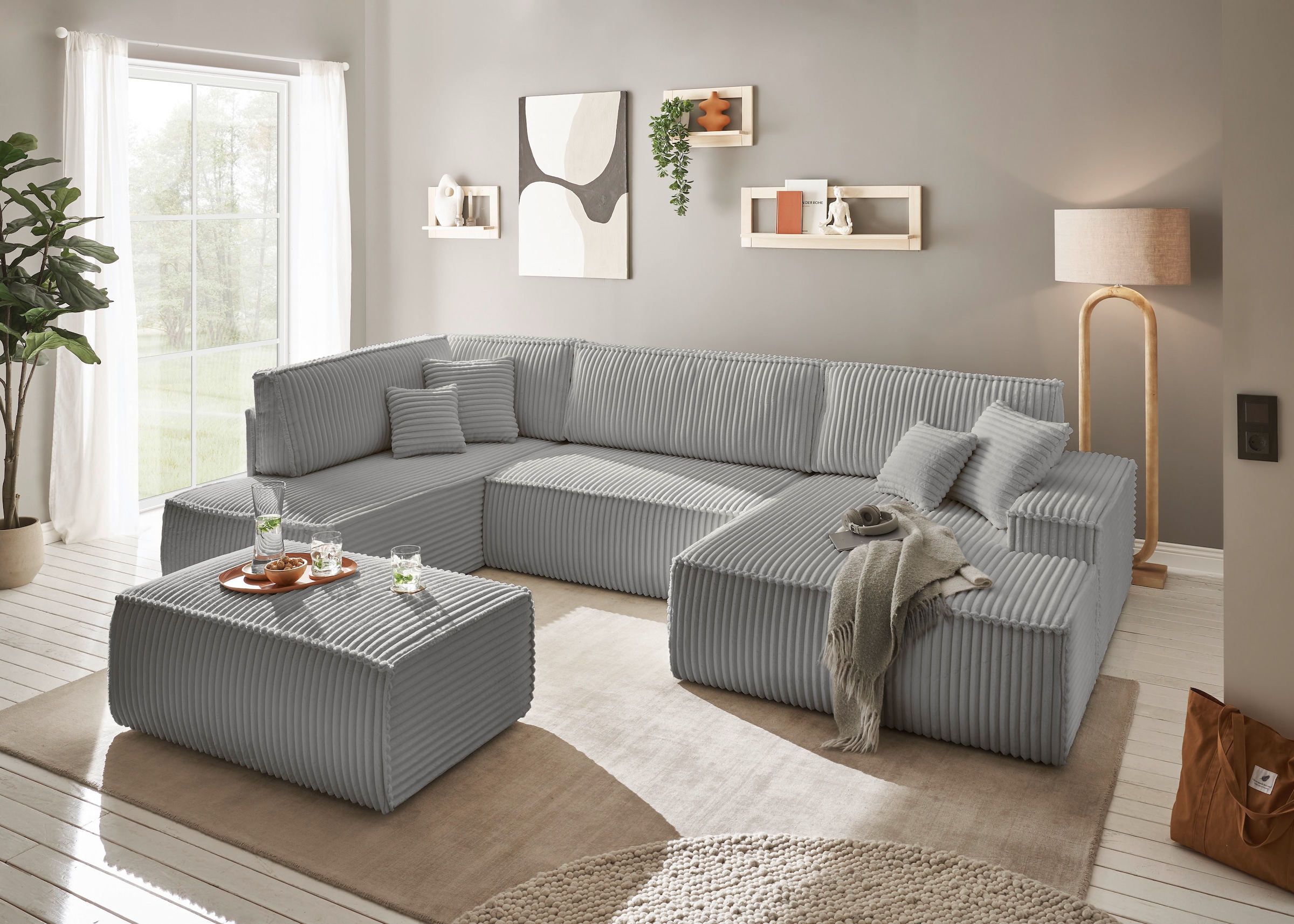 andas Hocker »FINNLEY, Polsterhocker in Bouclé, Struktur fein u. Mega Cord verfügbar« passend zur Polster-Serie Finnley