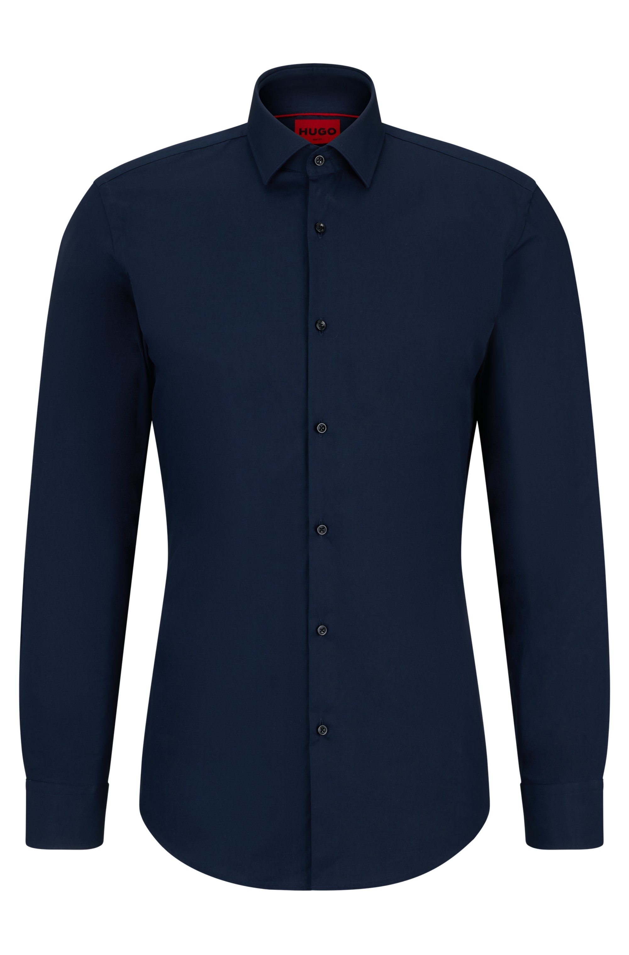 HUGO Langarmhemd »Kenno« Slim-Fit Hemd aus bügelleichter Baumwoll-Popeline