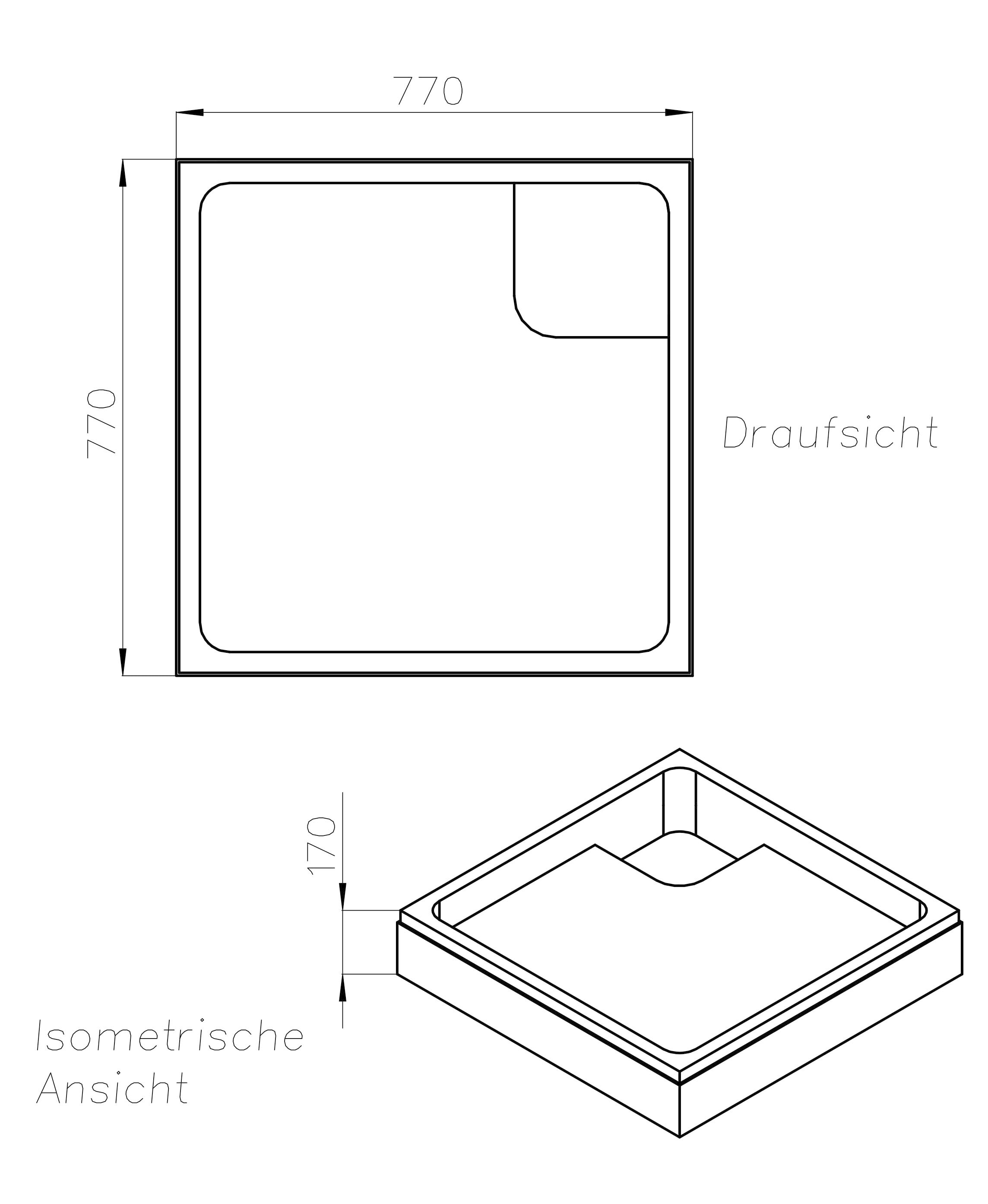OTTOFOND Receveur de douche Ensemble,  80x80x6 cm, avec support de baignoire, garniture de vidange et bande d’étanchéité pour joints